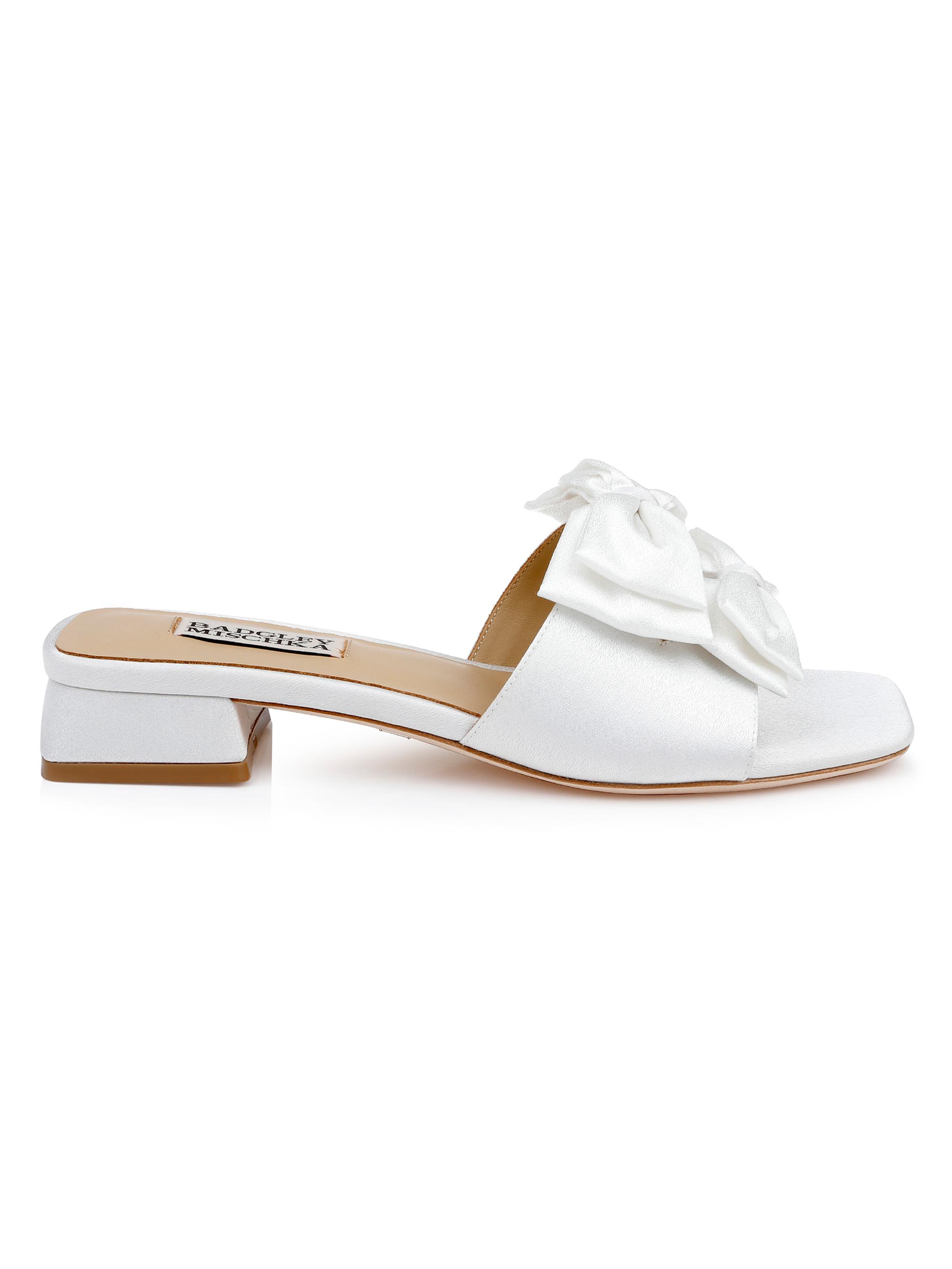 Badgley Mischka Women's Giorgia 25MM Bow-Detailed Crepe Sandals - White Crepe