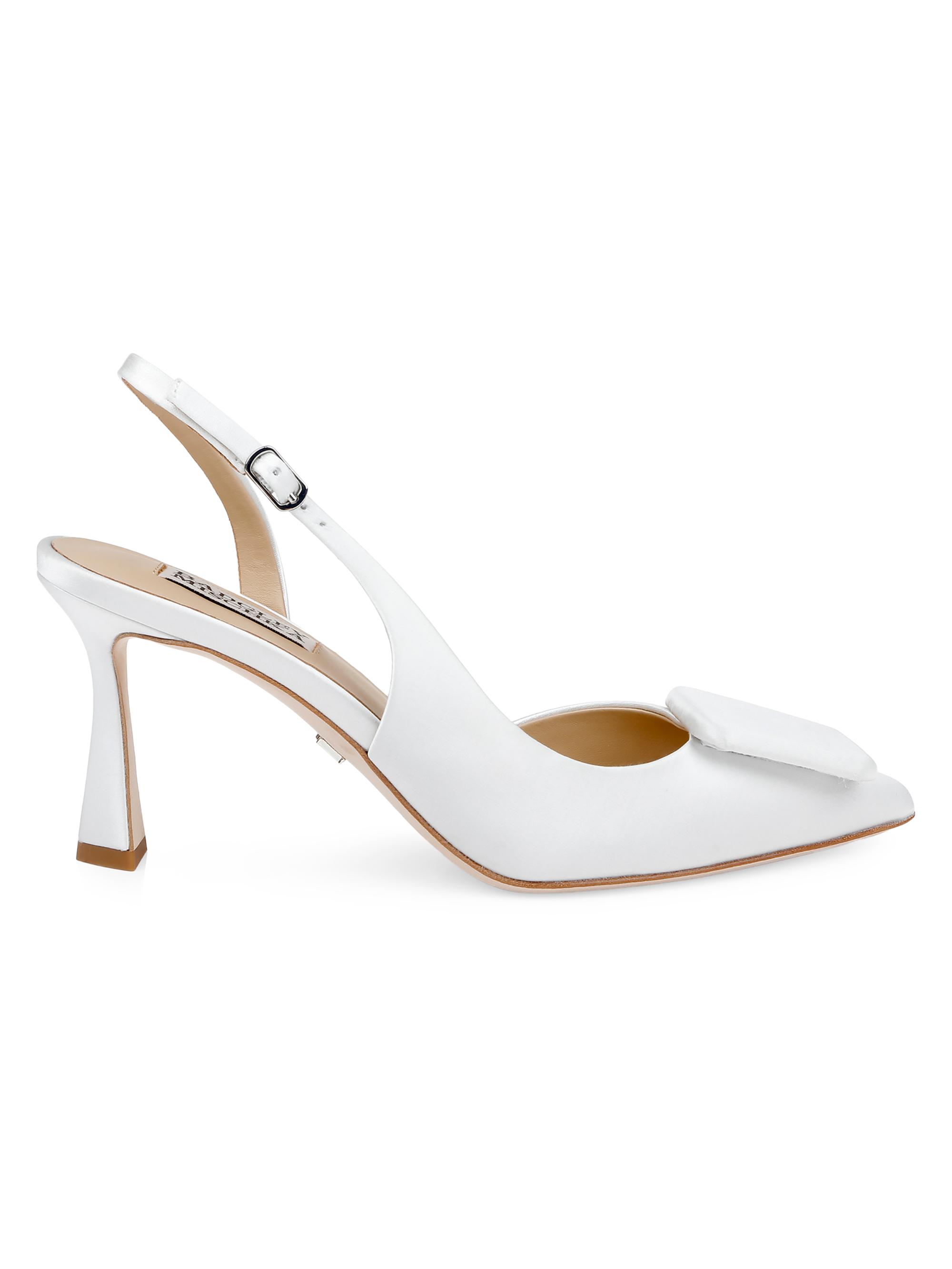 Badgley Mischka Women's Graciella 80MM Satin Slingback Pumps - White Satin