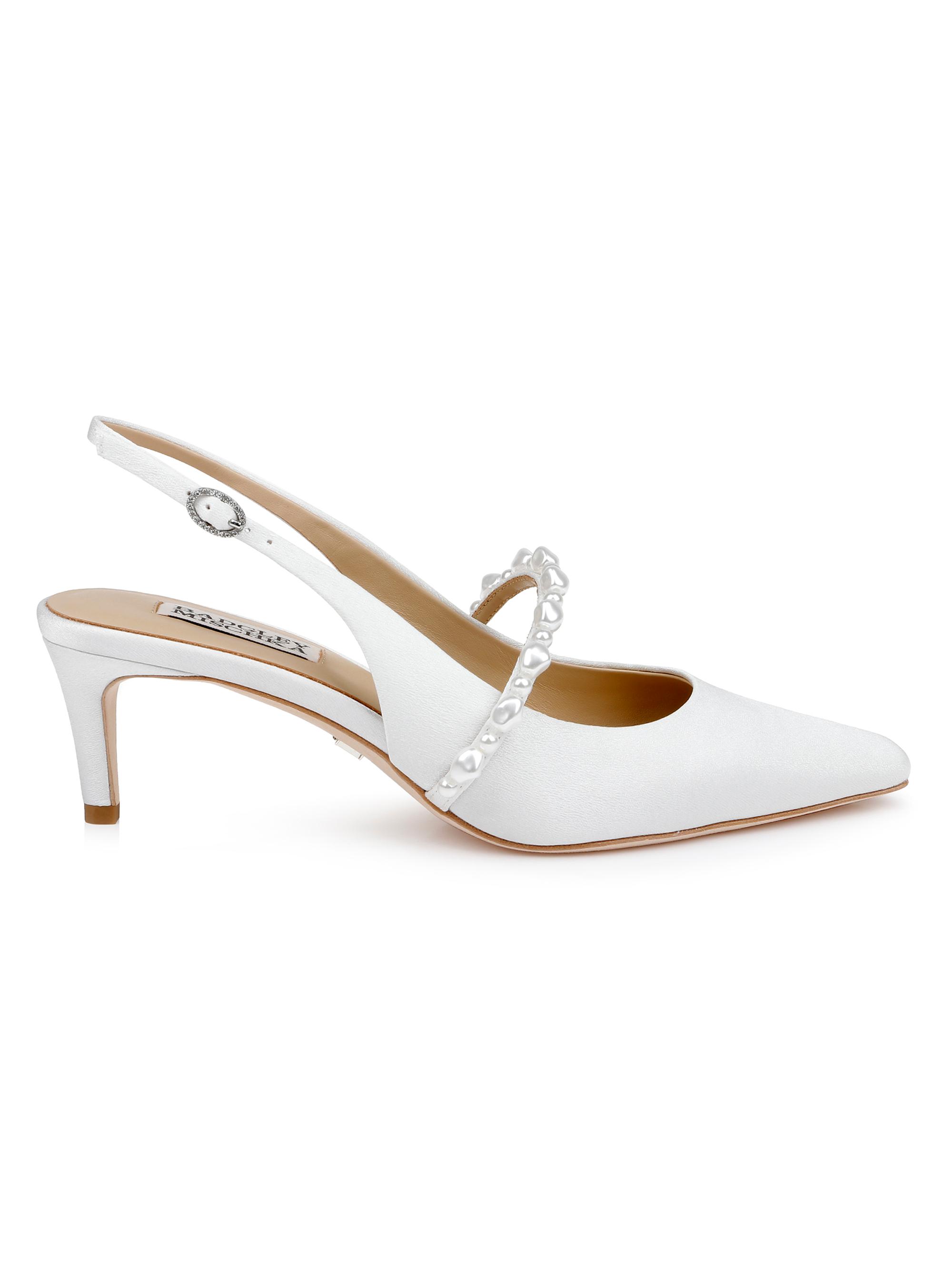 Badgley Mischka Gretel 55MM Imitation Pearl Crepe Slingback