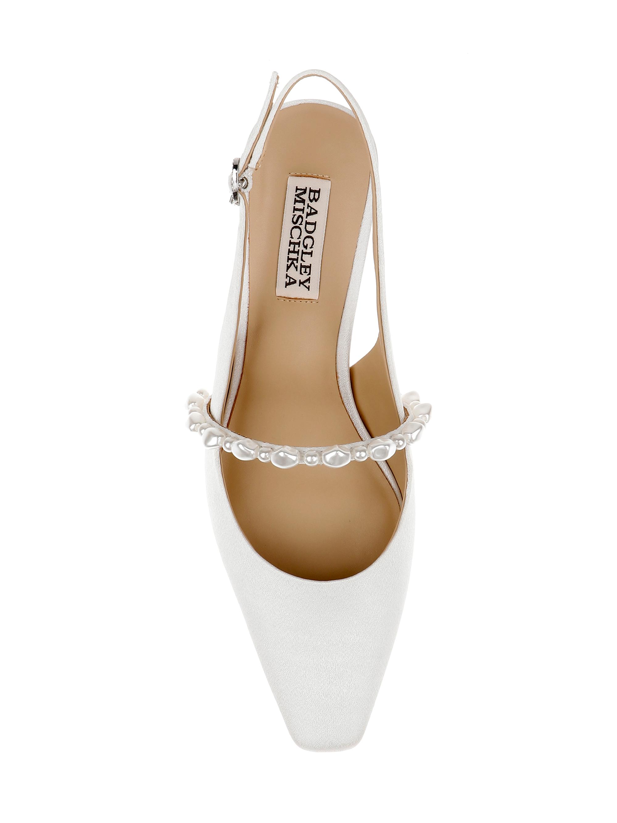 Badgley Mischka Gretel 55MM Imitation Pearl Crepe Slingback Pumps