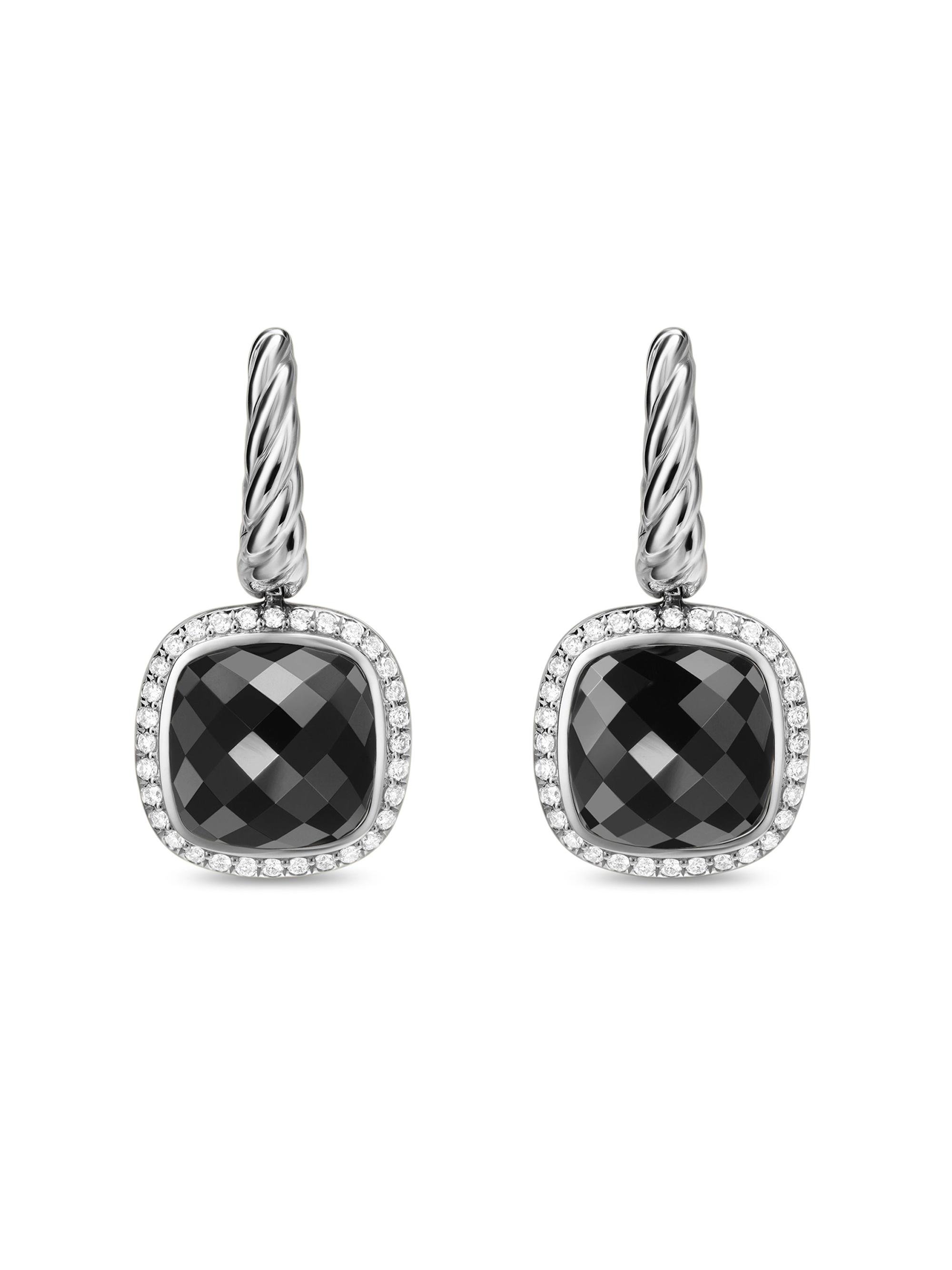 David Yurman Women's Albion Drop Earrings in Sterling Silver - Black Onyx