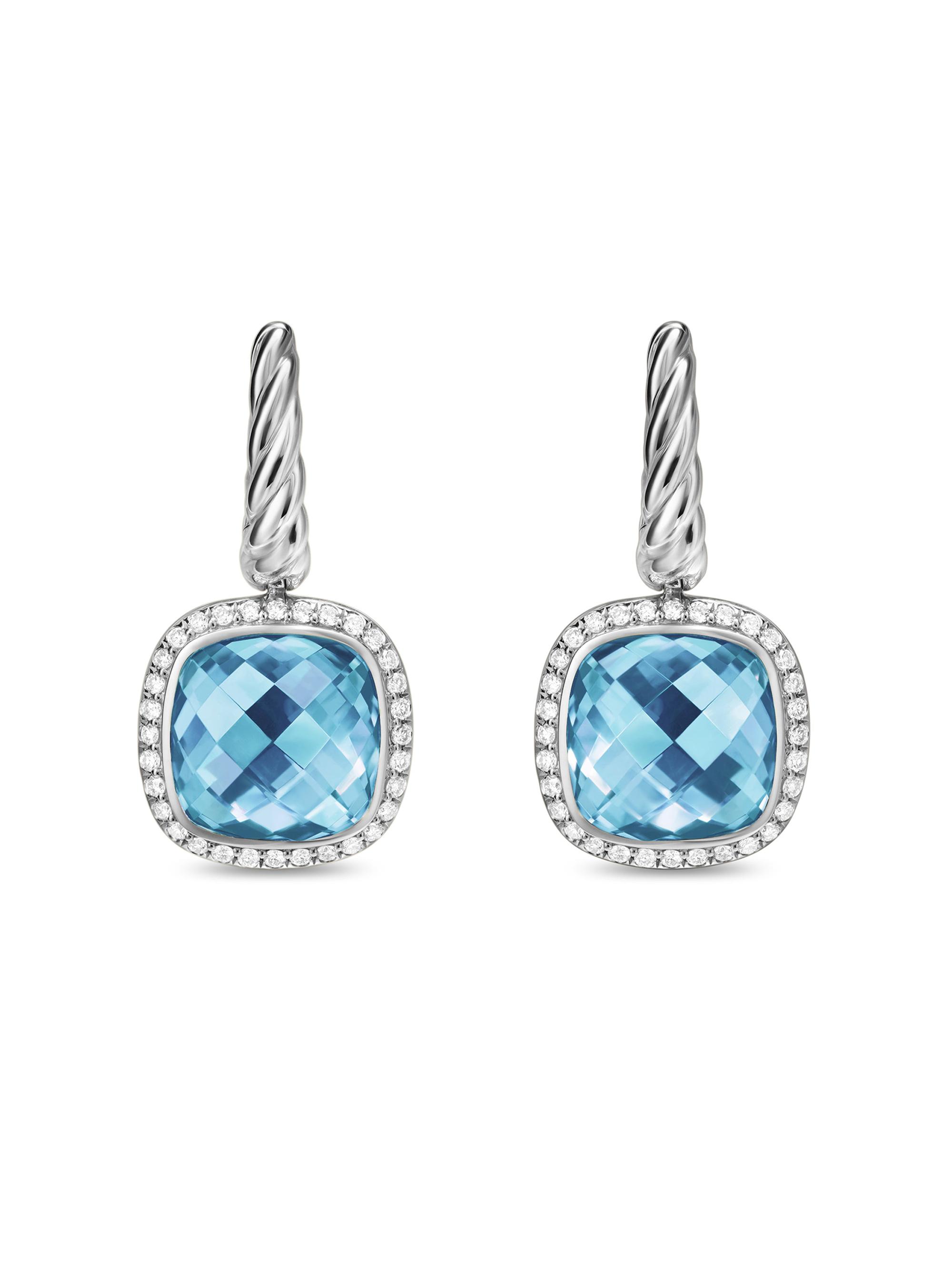 David Yurman Women's Albion Drop Earrings in Sterling Silver - Blue Topaz