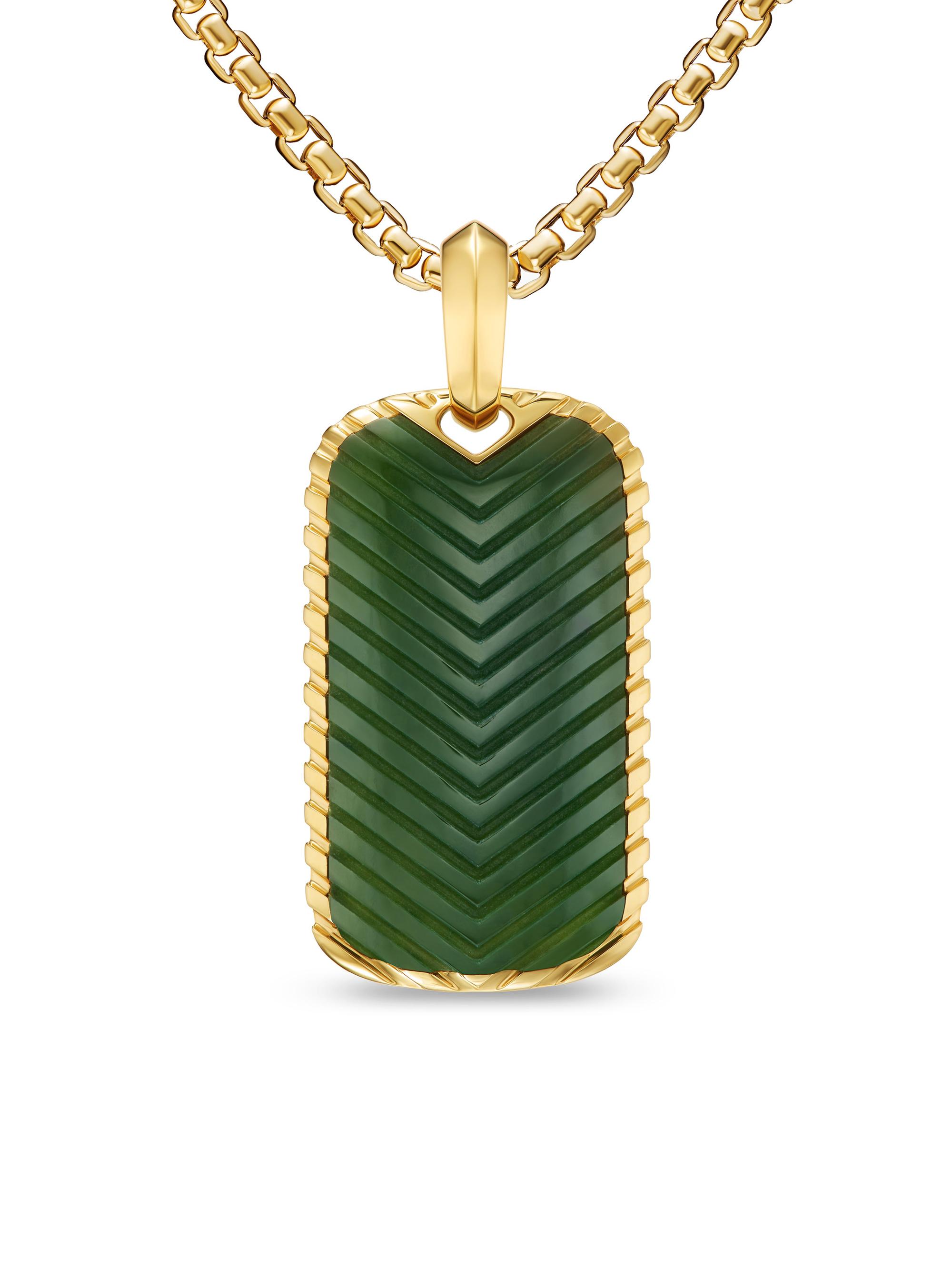 David Yurman Men's Chevron Tag in 18K Yellow Gold - Tigers Eye