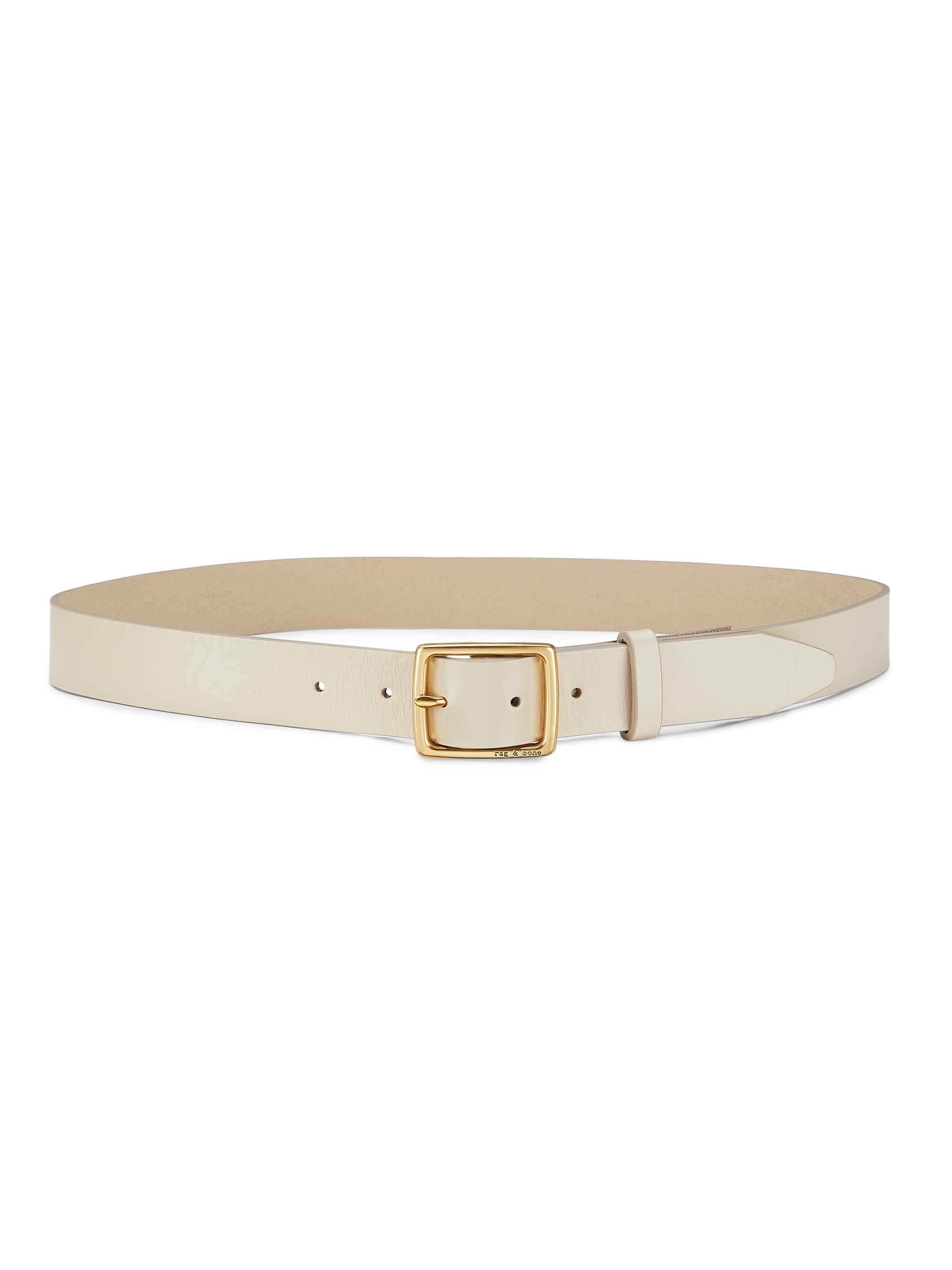 rag & bone Women's Boyfriend Smooth Leather Belt - Turtle Dove