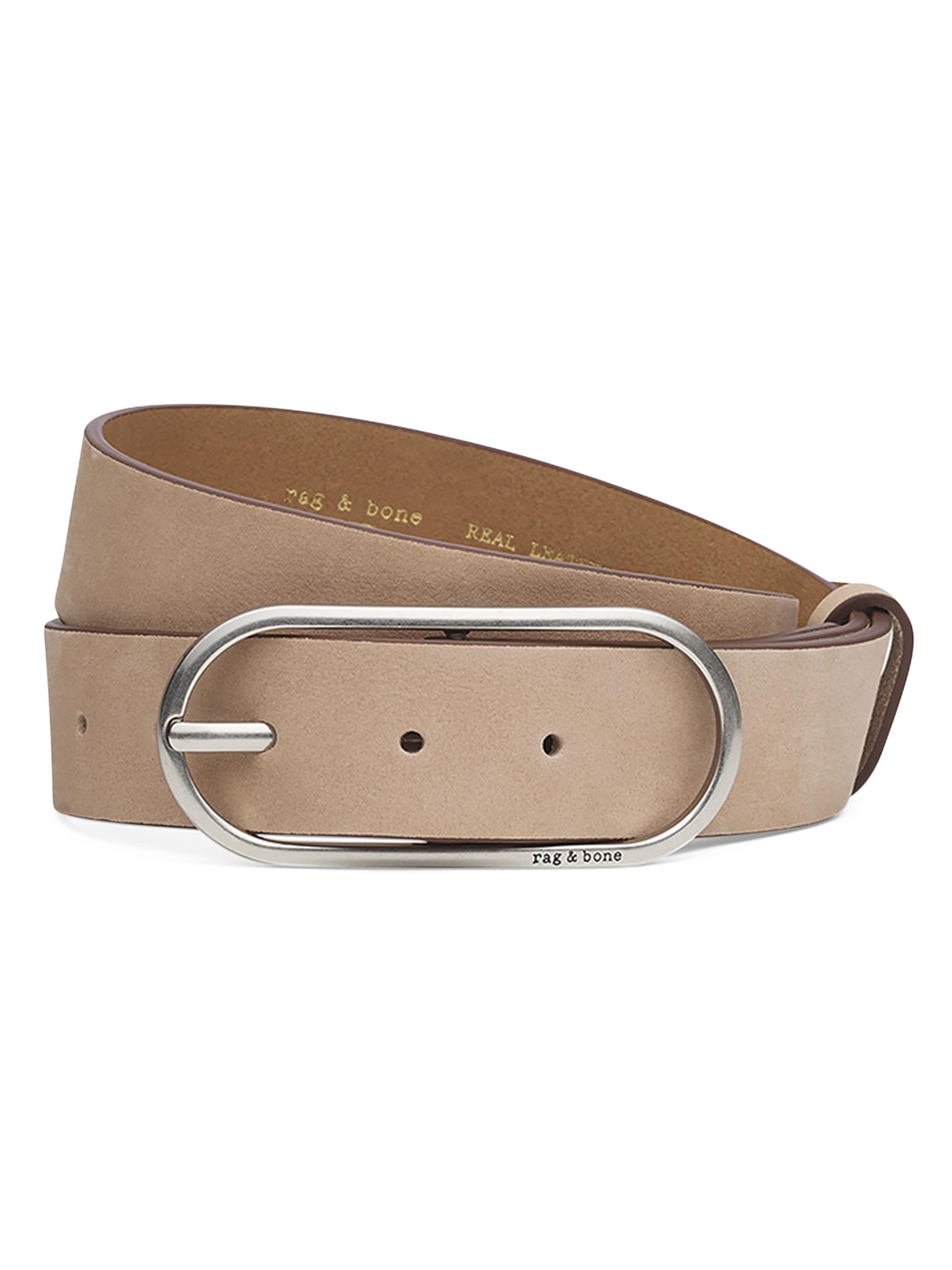 rag & bone Women's Rounded Rebound Suede Belt - Light Beige Brown