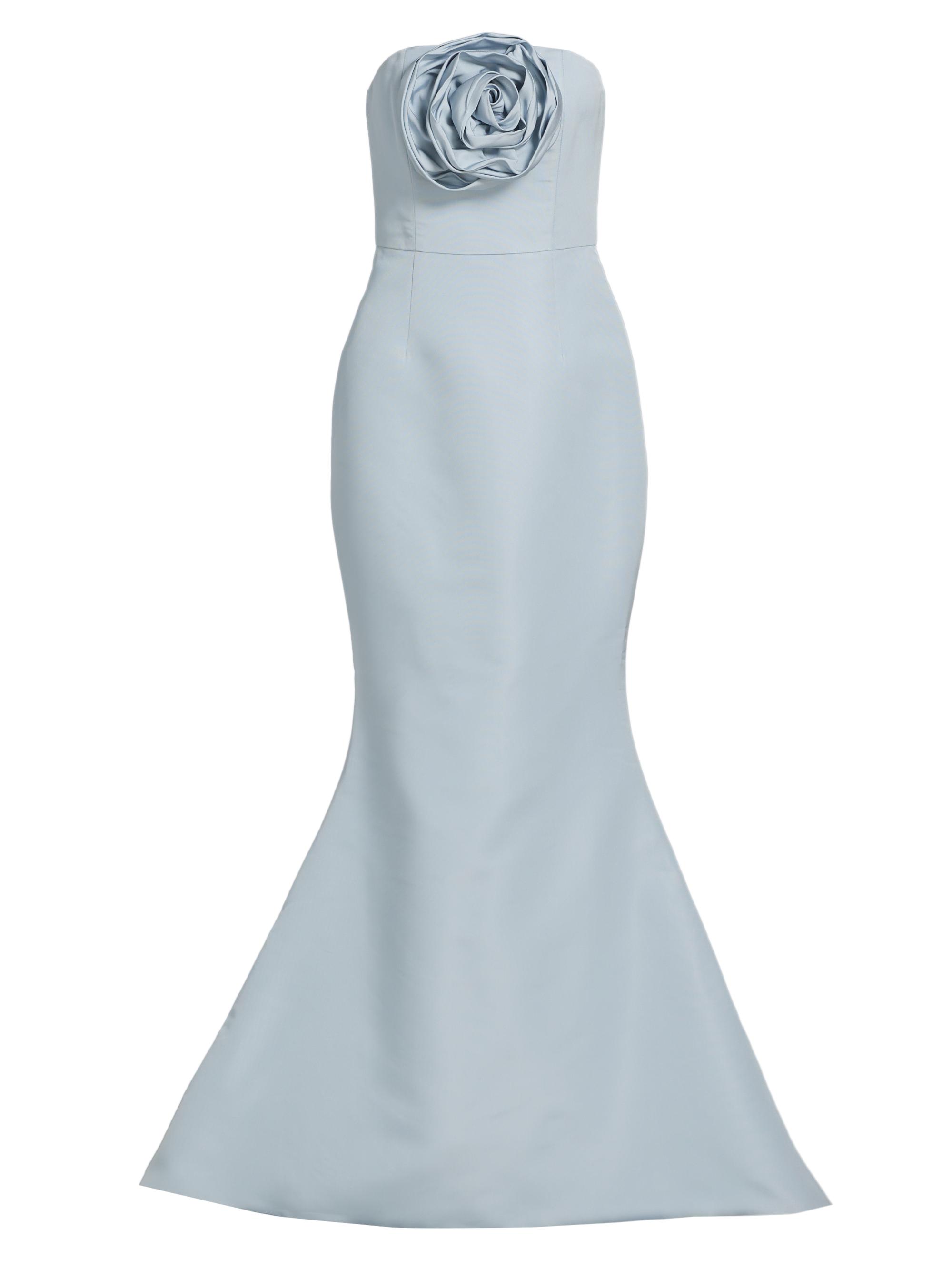 Alexia María Women's Barbara Silk Faille Bandeau Mermaid Gown - Blue