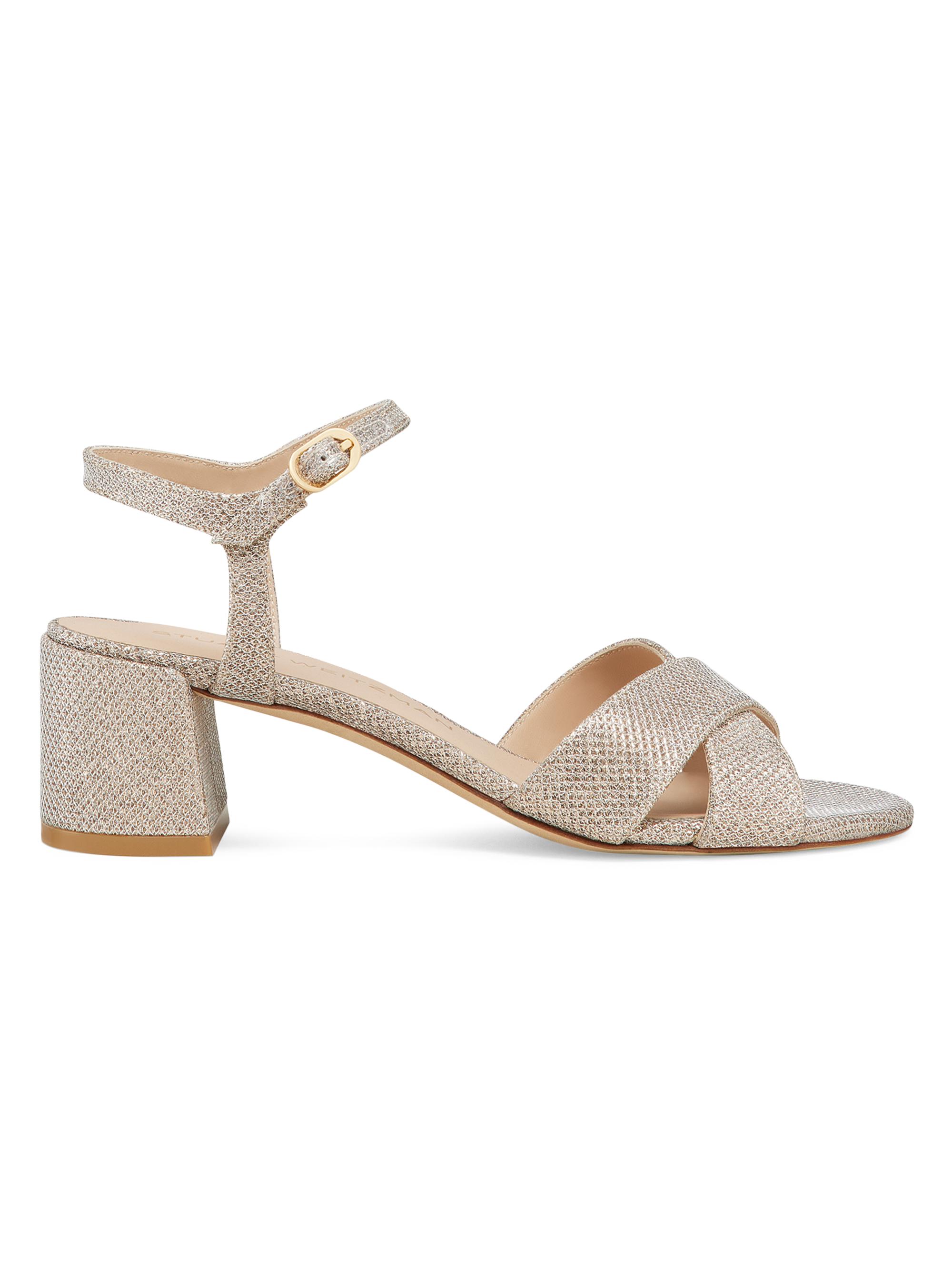 Stuart Weitzman Women's Dayna 50MM Block-Heel Sandals - Poudre