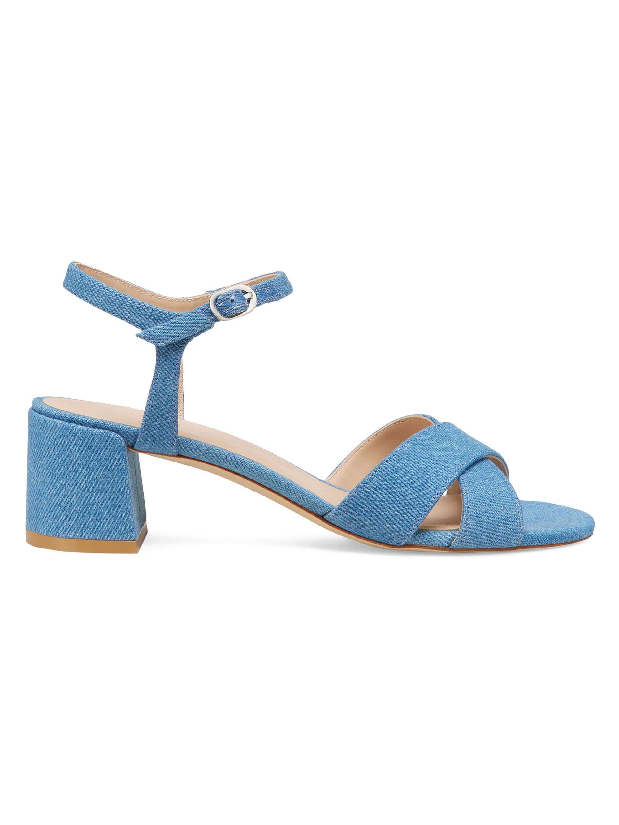Stuart Weitzman Women's Dayna 50MM Denim Block-Heel Sandals - Washed