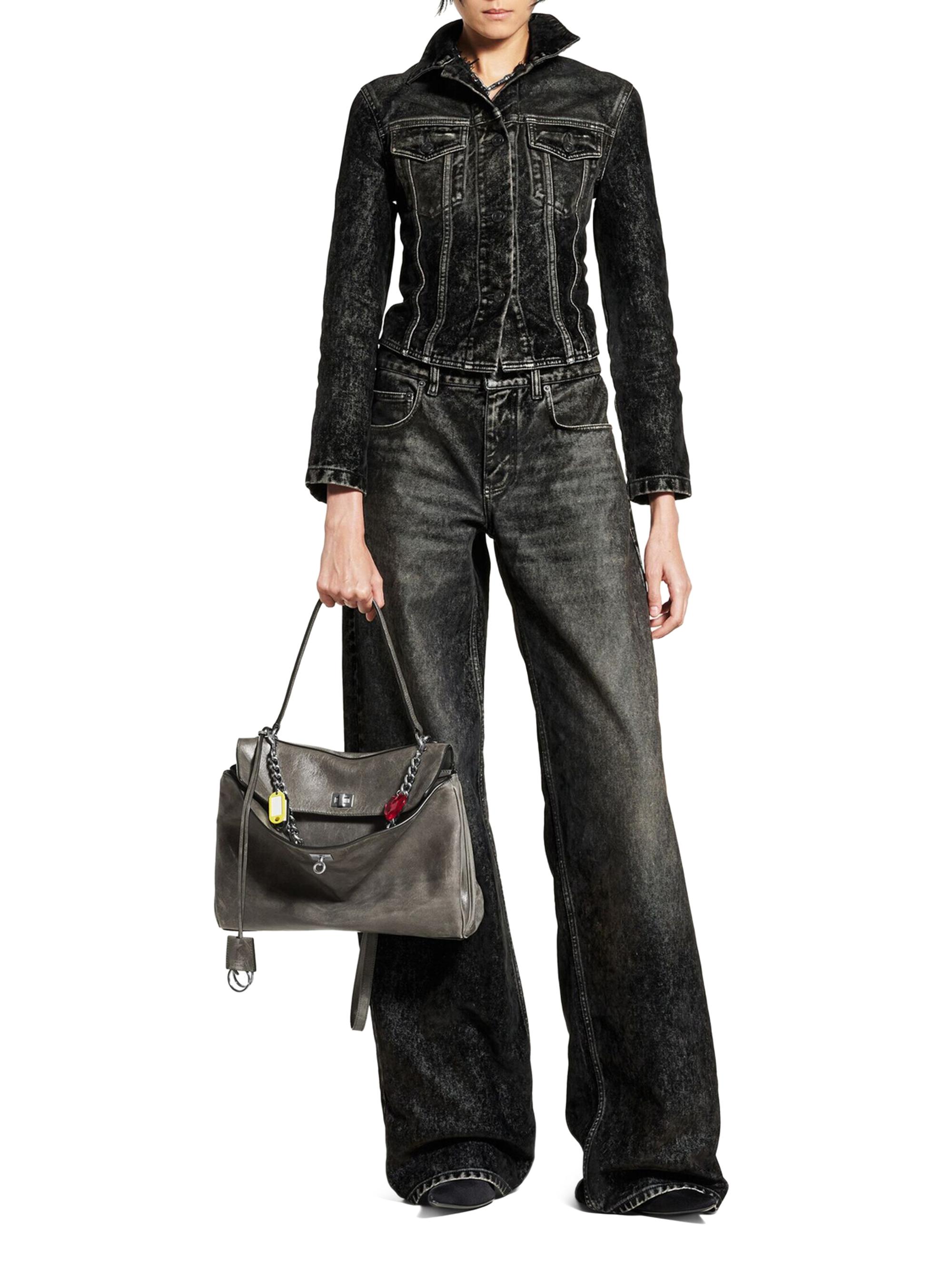 Balenciaga Women's Rodeo  Shoulder Bag with Charms - Grey