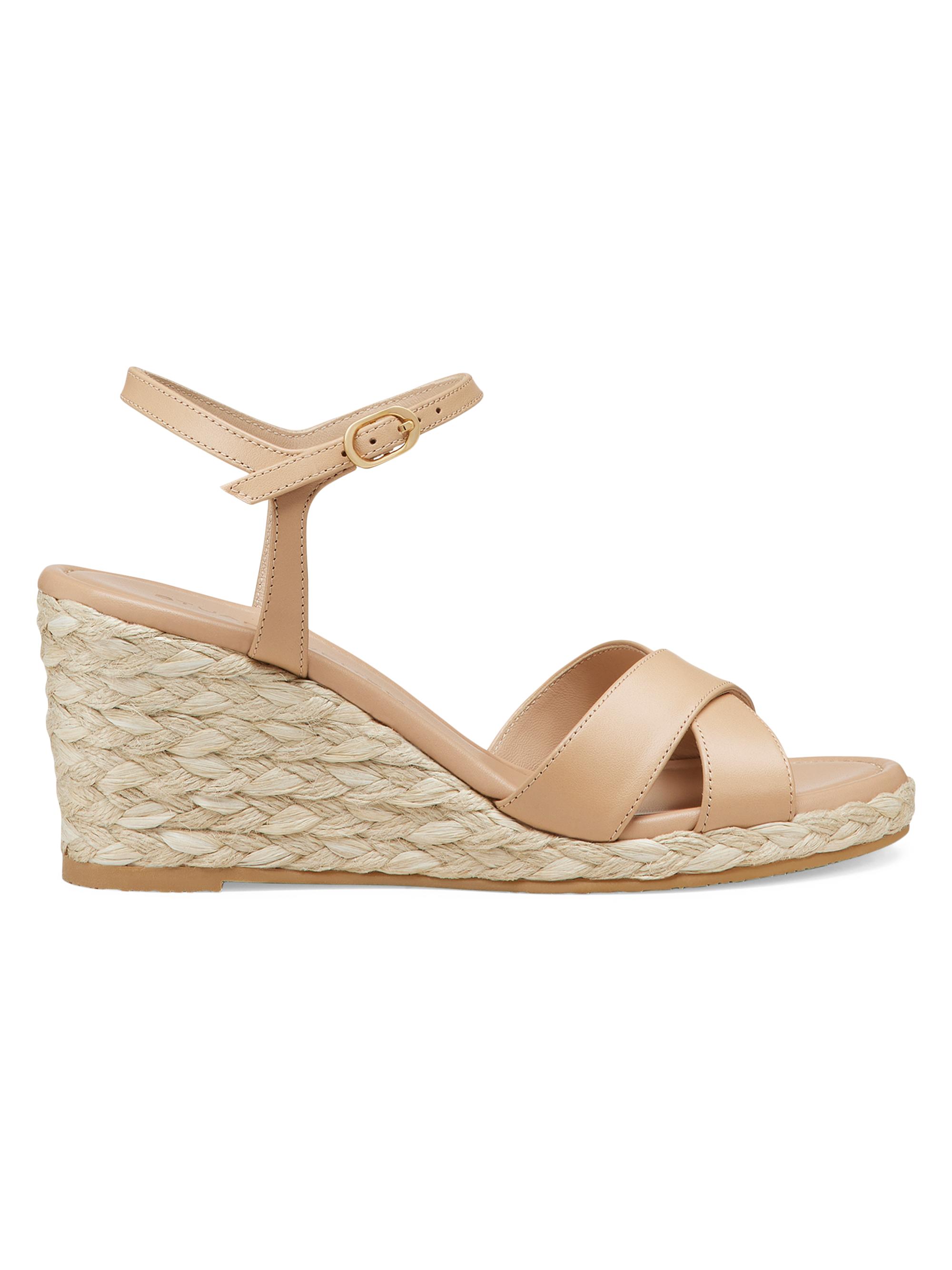 Stuart Weitzman Women's Dayna Leather Espadrille Sandals - Adobe Natural