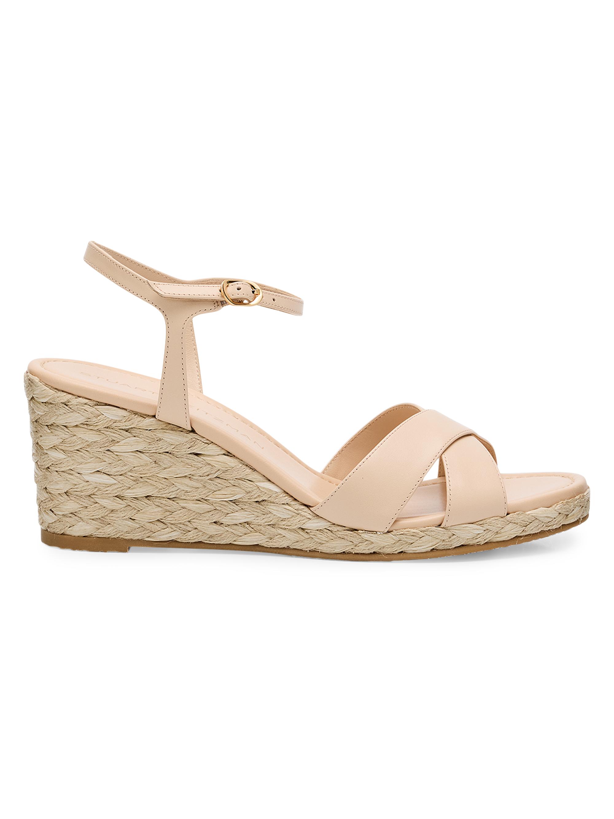 Stuart Weitzman Women's Dayna Leather Espadrille Sandals - Beige