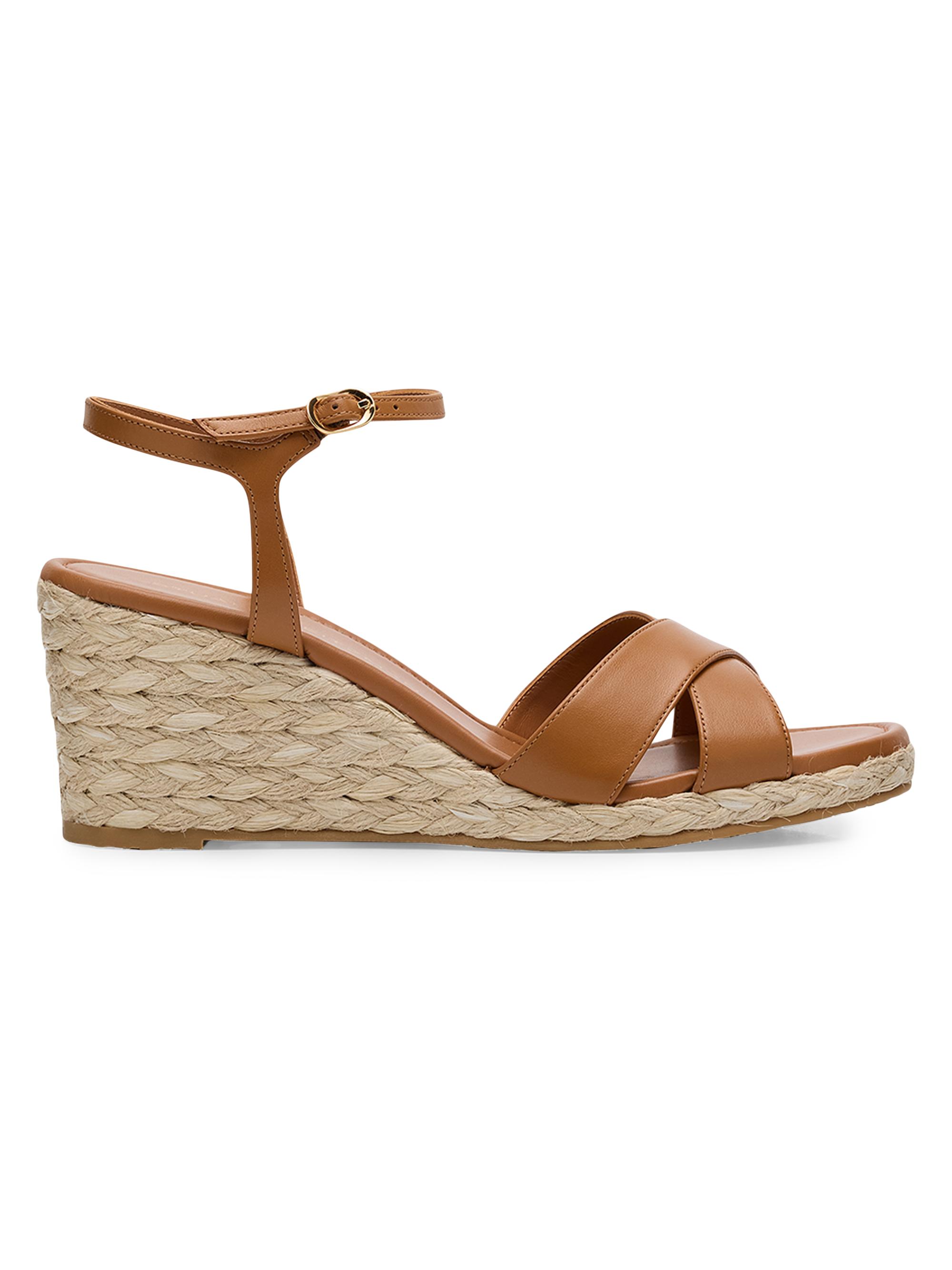 Stuart Weitzman Women's Dayna Leather Espadrille Sandals - Brown