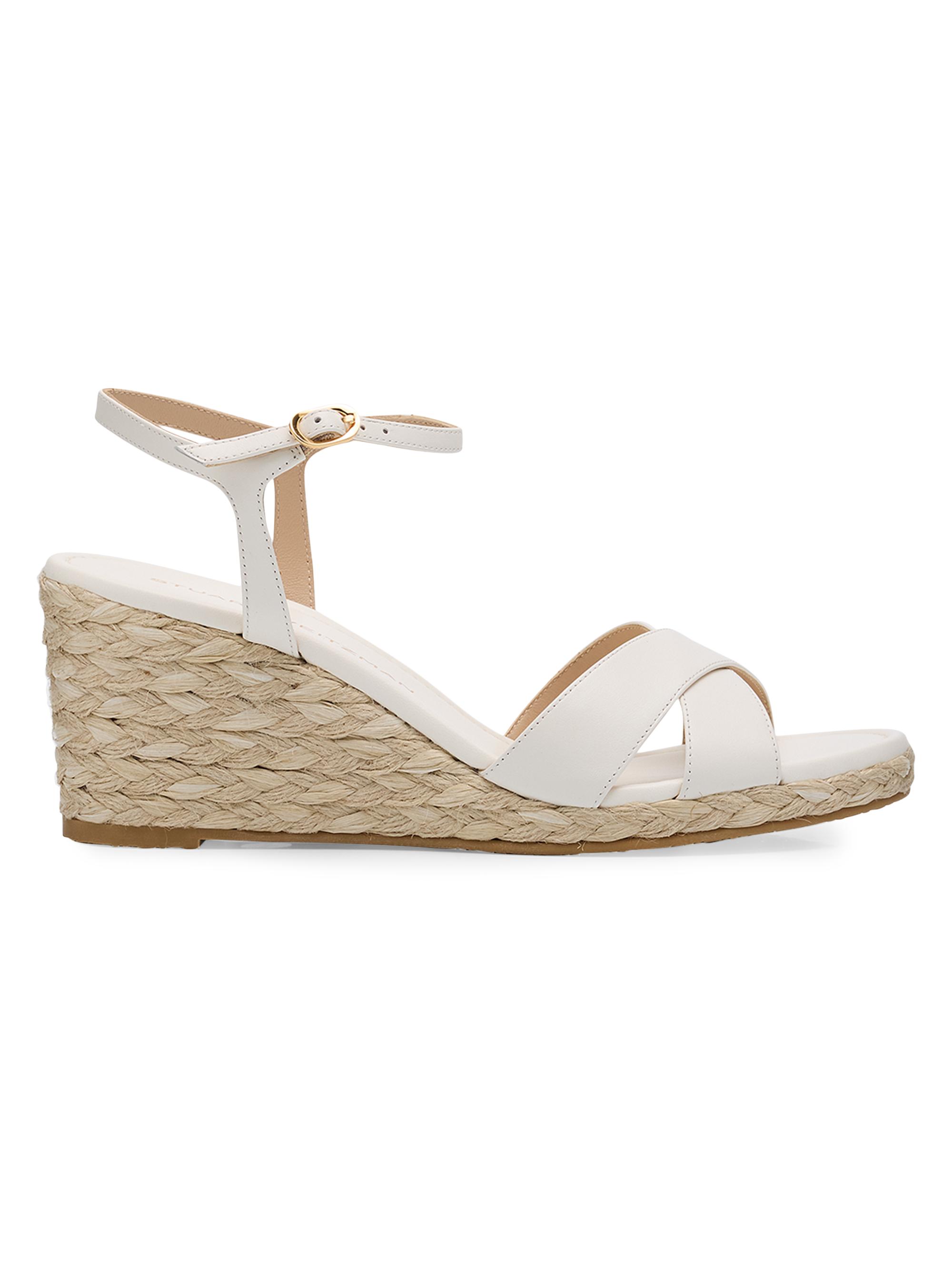 Stuart Weitzman Women's Dayna Leather Espadrille Sandals - Cream
