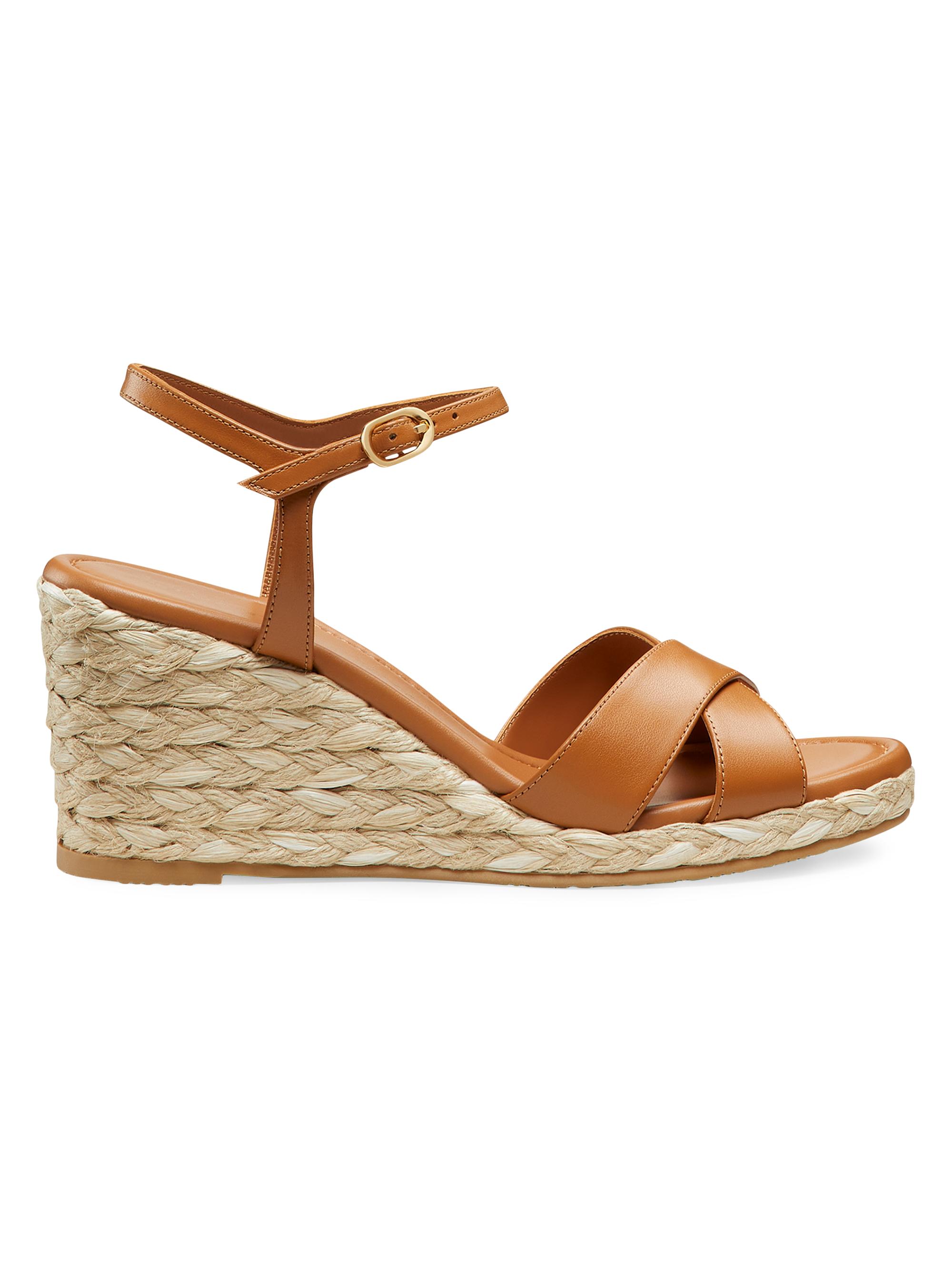 Stuart Weitzman Women's Dayna Leather Espadrille Sandals - Macchiato Natural