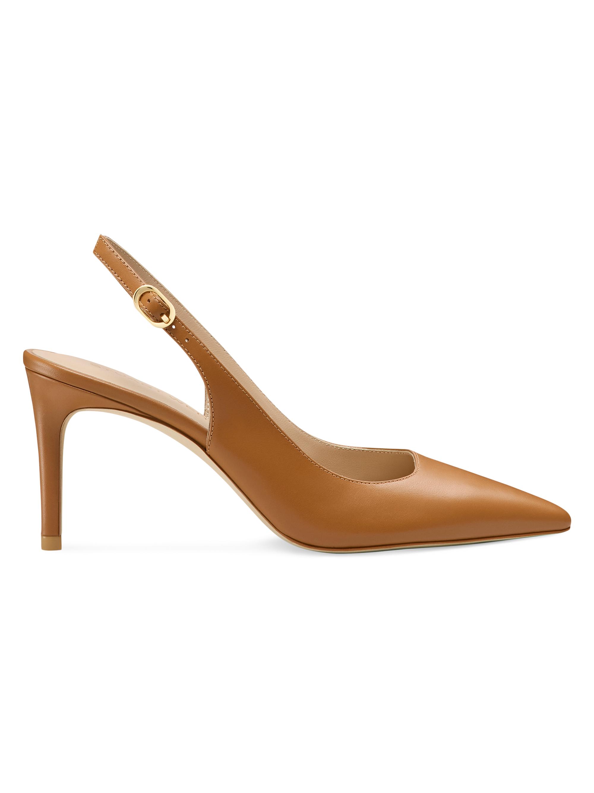 Stuart Weitzman Women's Power 75MM Leather Slingback Pumps - Macchiato