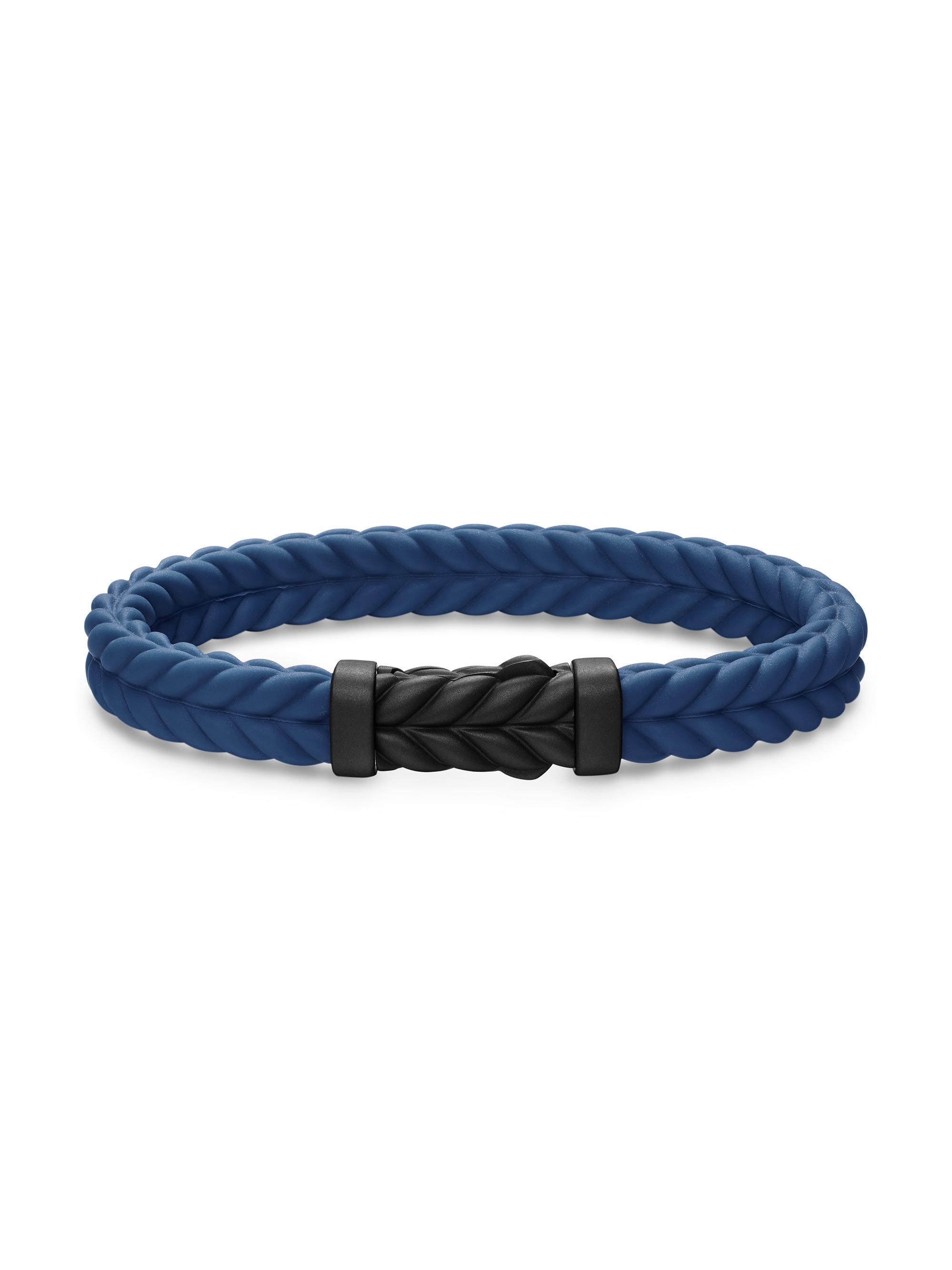 David Yurman Men's Chevron Rubber Bracelet - Blue Black