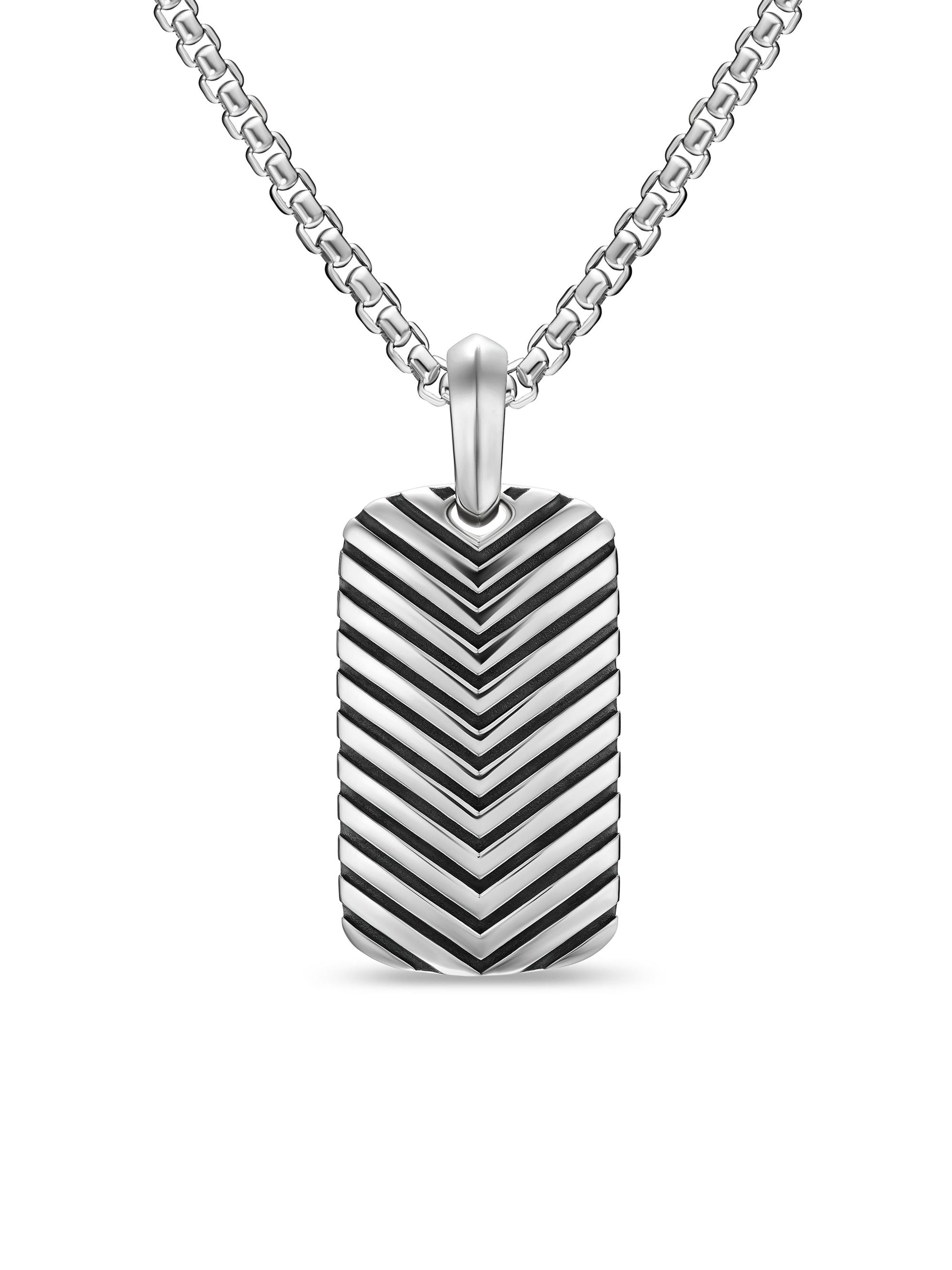 David Yurman Men's Chevron Tag in Sterling Silver, 27MM - Silver