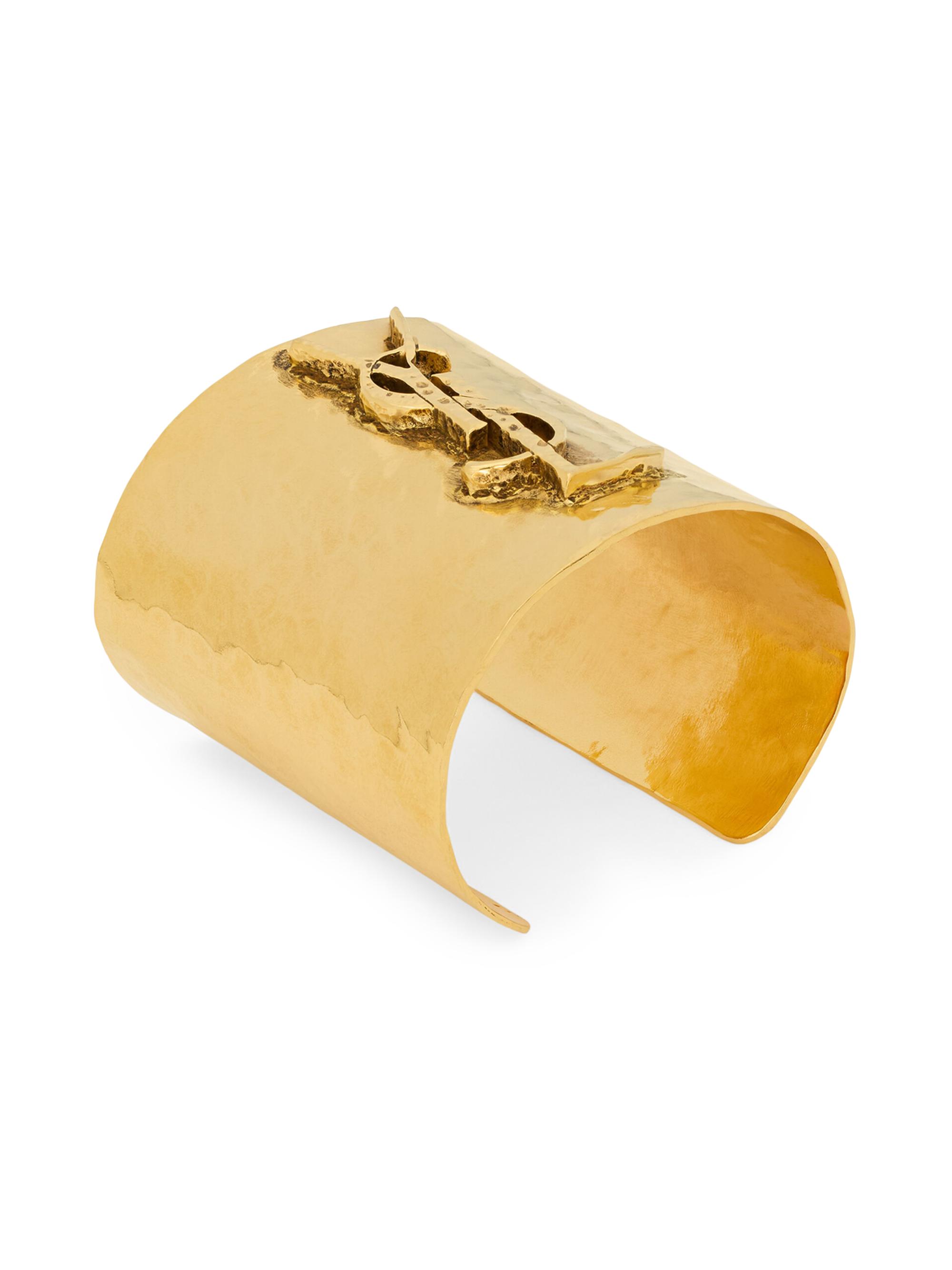 Saint Laurent Women's Cassandre Cuff in Metal - Brass Gold