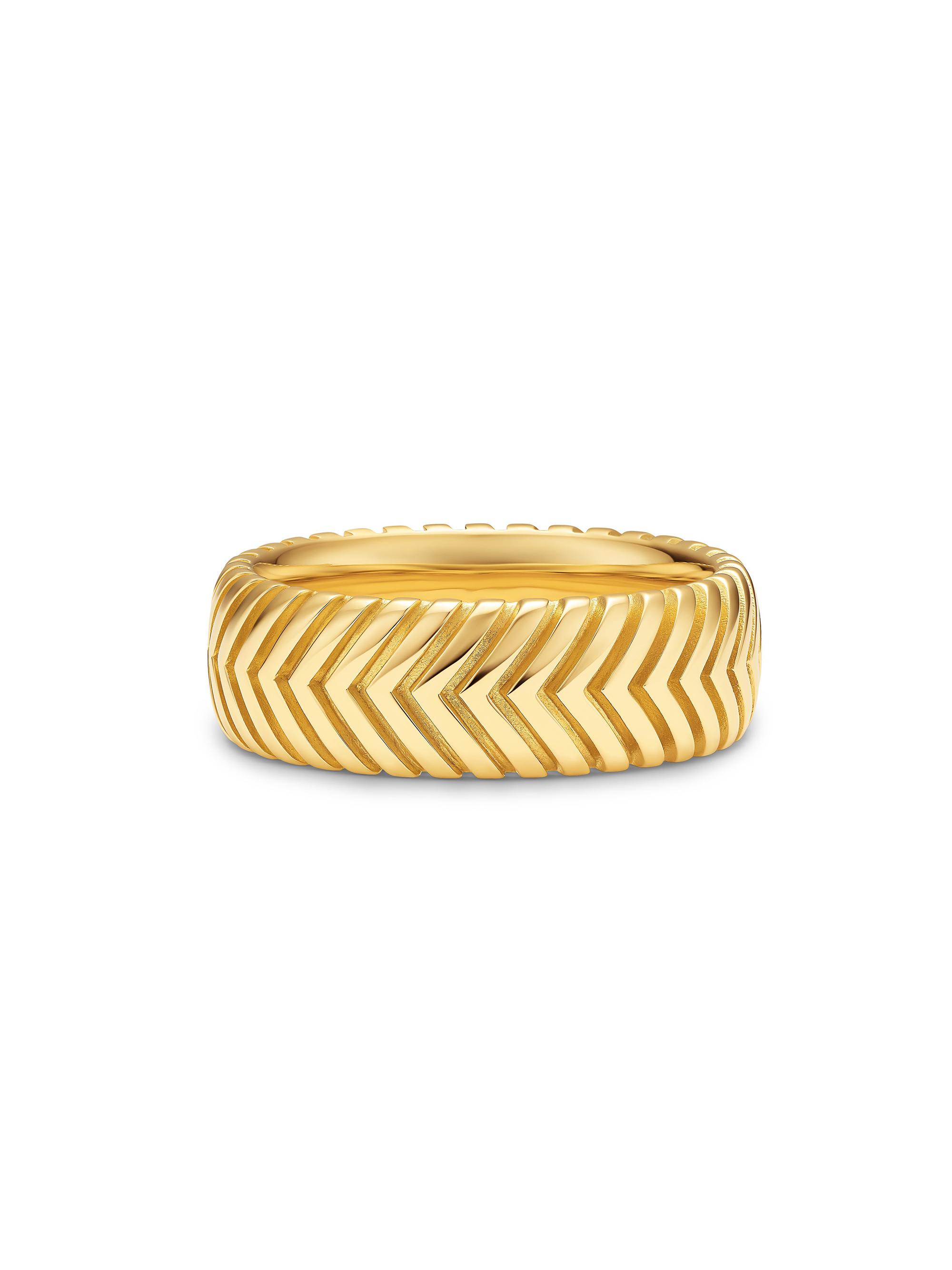 David Yurman Men's Chevron Band Ring in 18K Yellow Gold, 8MM - Gold