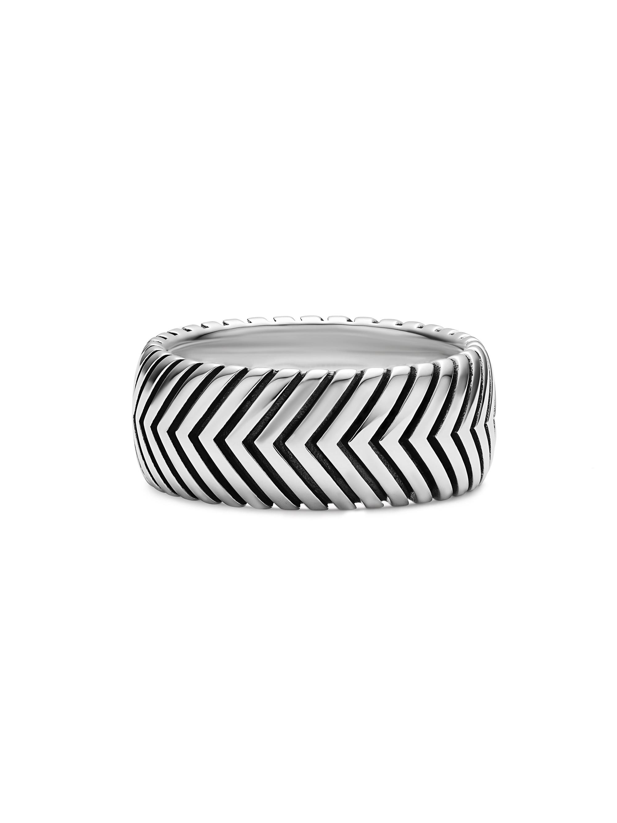 David Yurman Men's Chevron Band Ring in Sterling Silver, MM - Silver