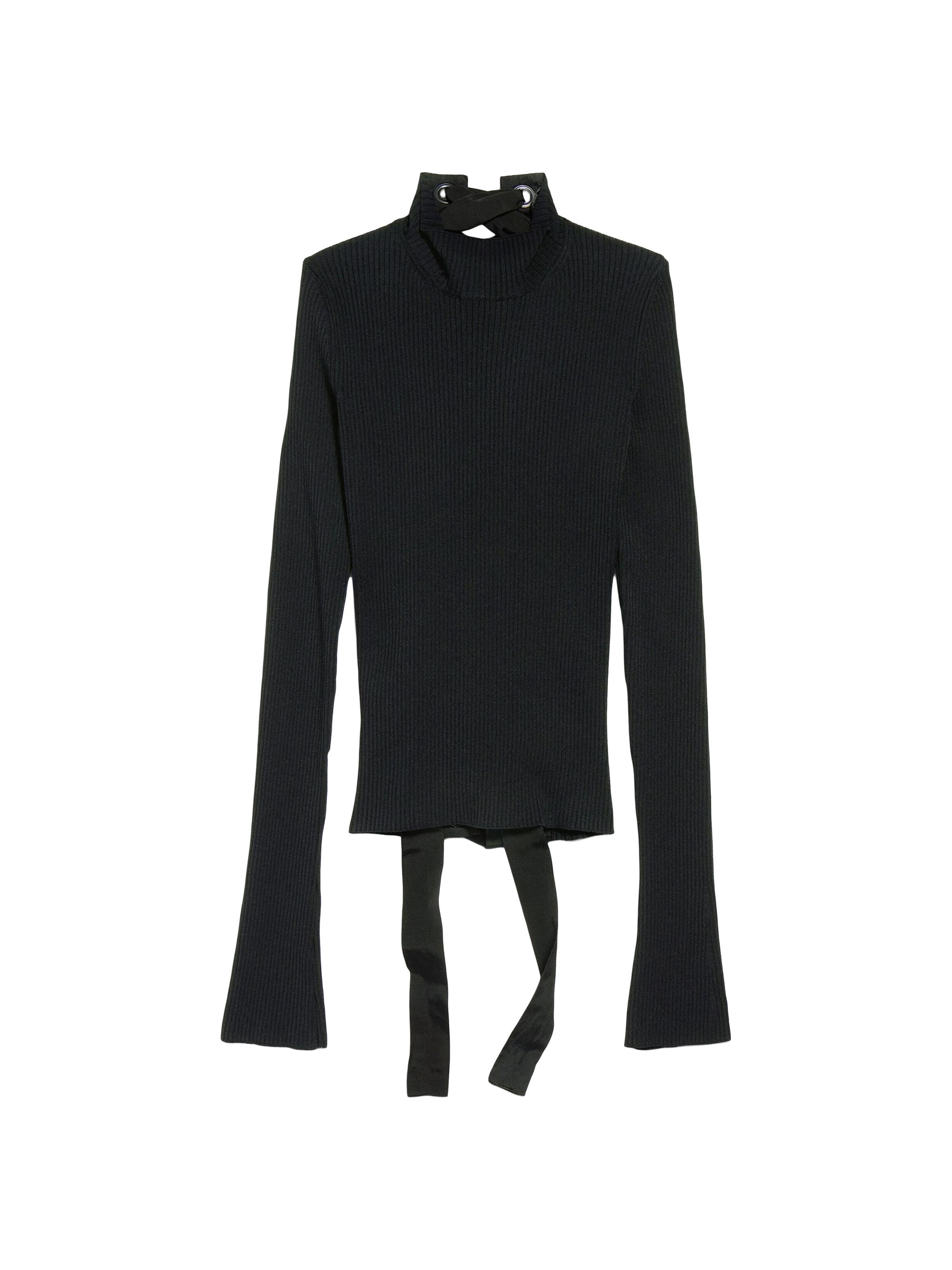 Balenciaga Women's Lace-Up Fitted Turtleneck - Black