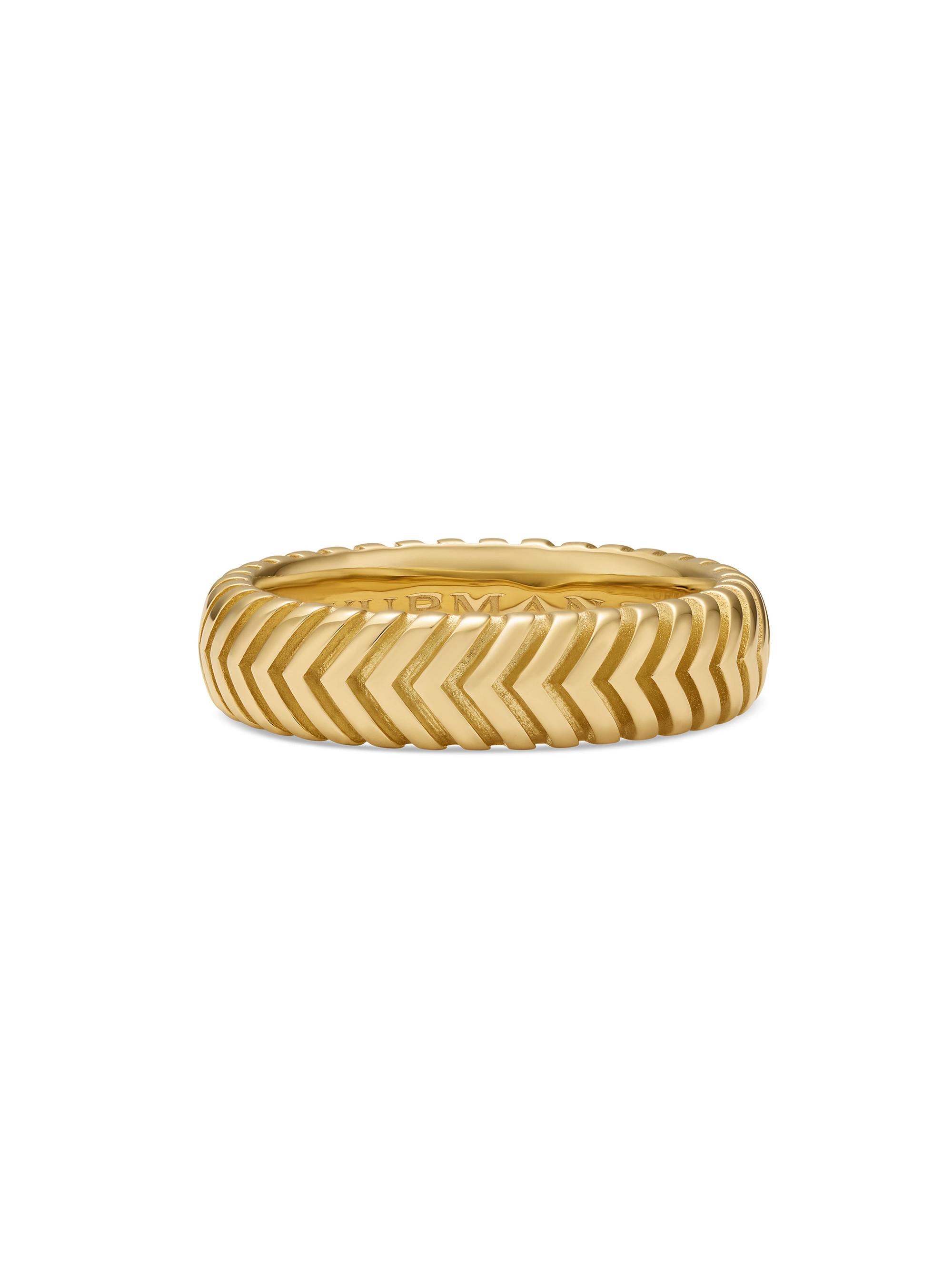 David Yurman Men's Chevron Band Ring in 18K Yellow Gold, 6MM - Gold