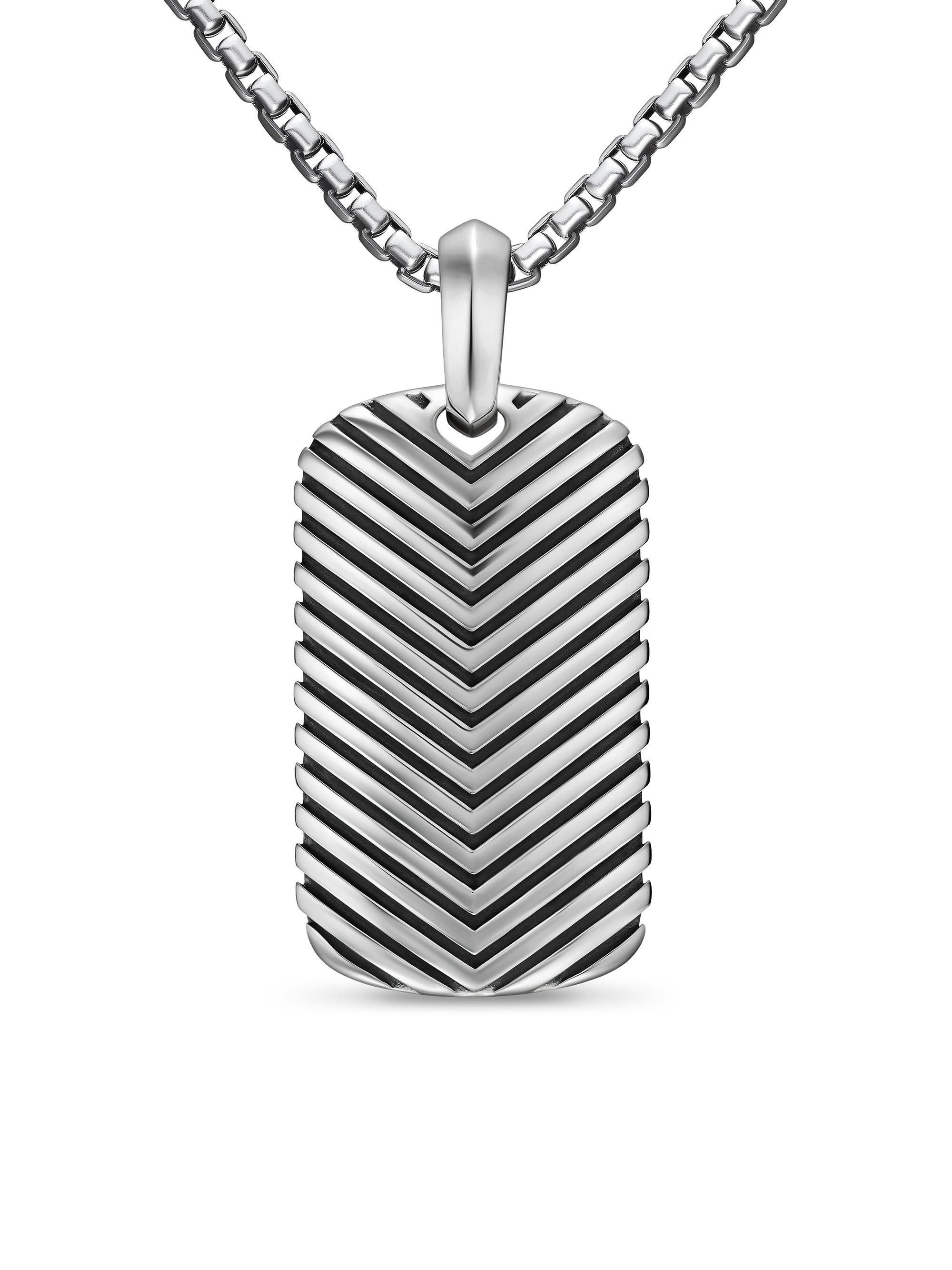 David Yurman Men's Chevron Tag in Sterling Silver, 34MM - Silver