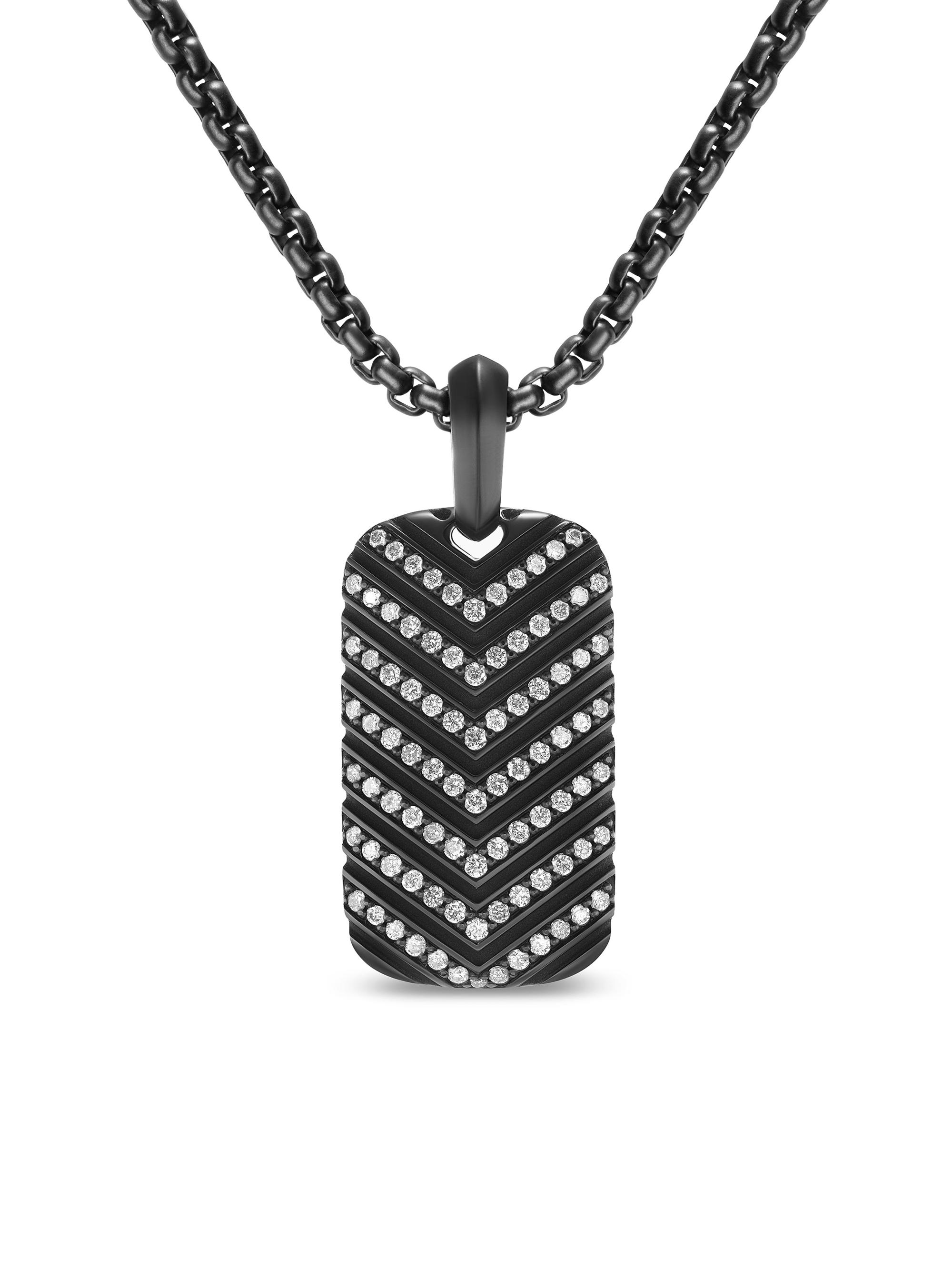 David Yurman Men's Chevron Tag in Black Titanium - Diamond