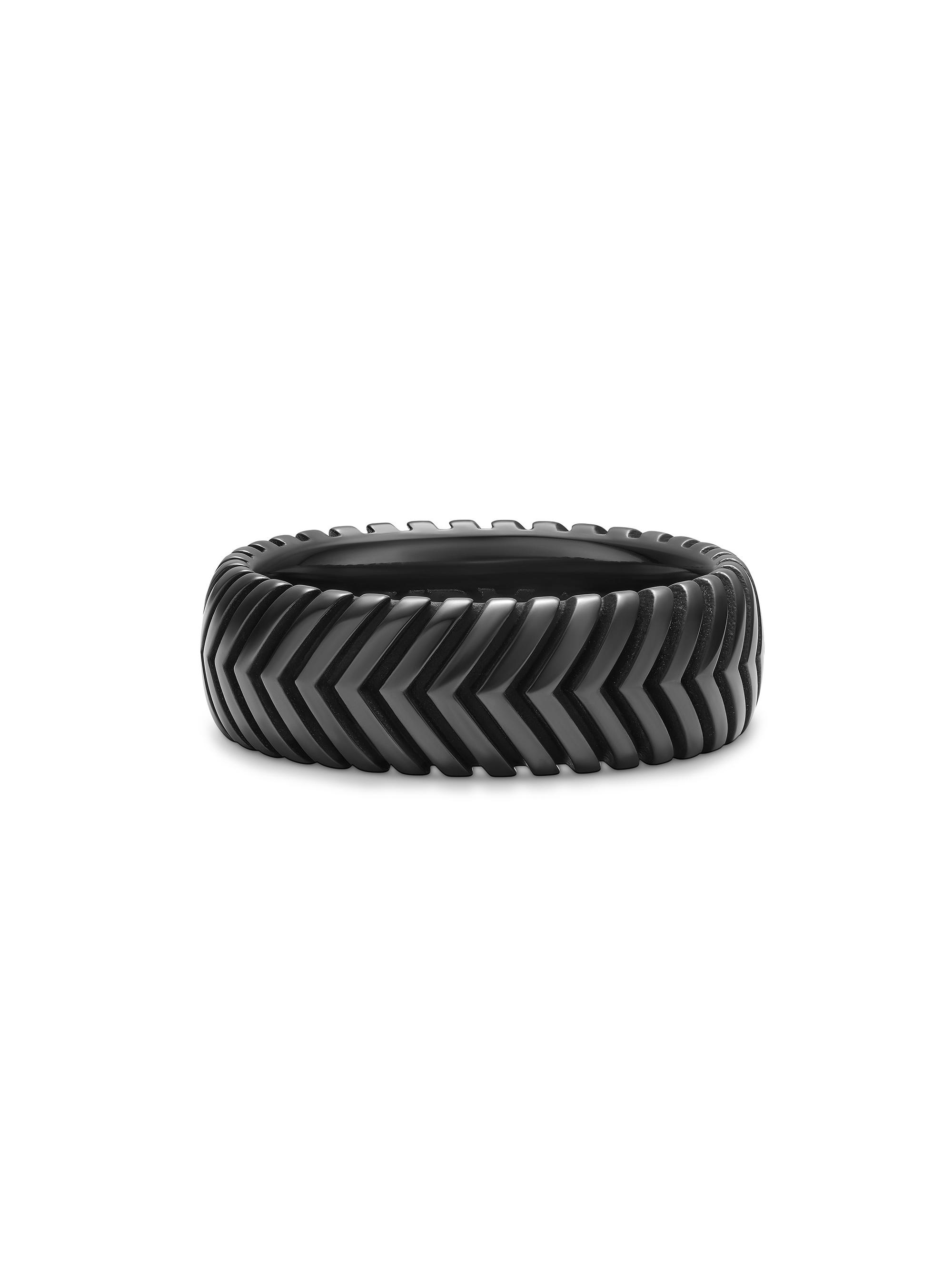 David Yurman Men's Chevron Band Ring in Black Titanium, 8MM - Black