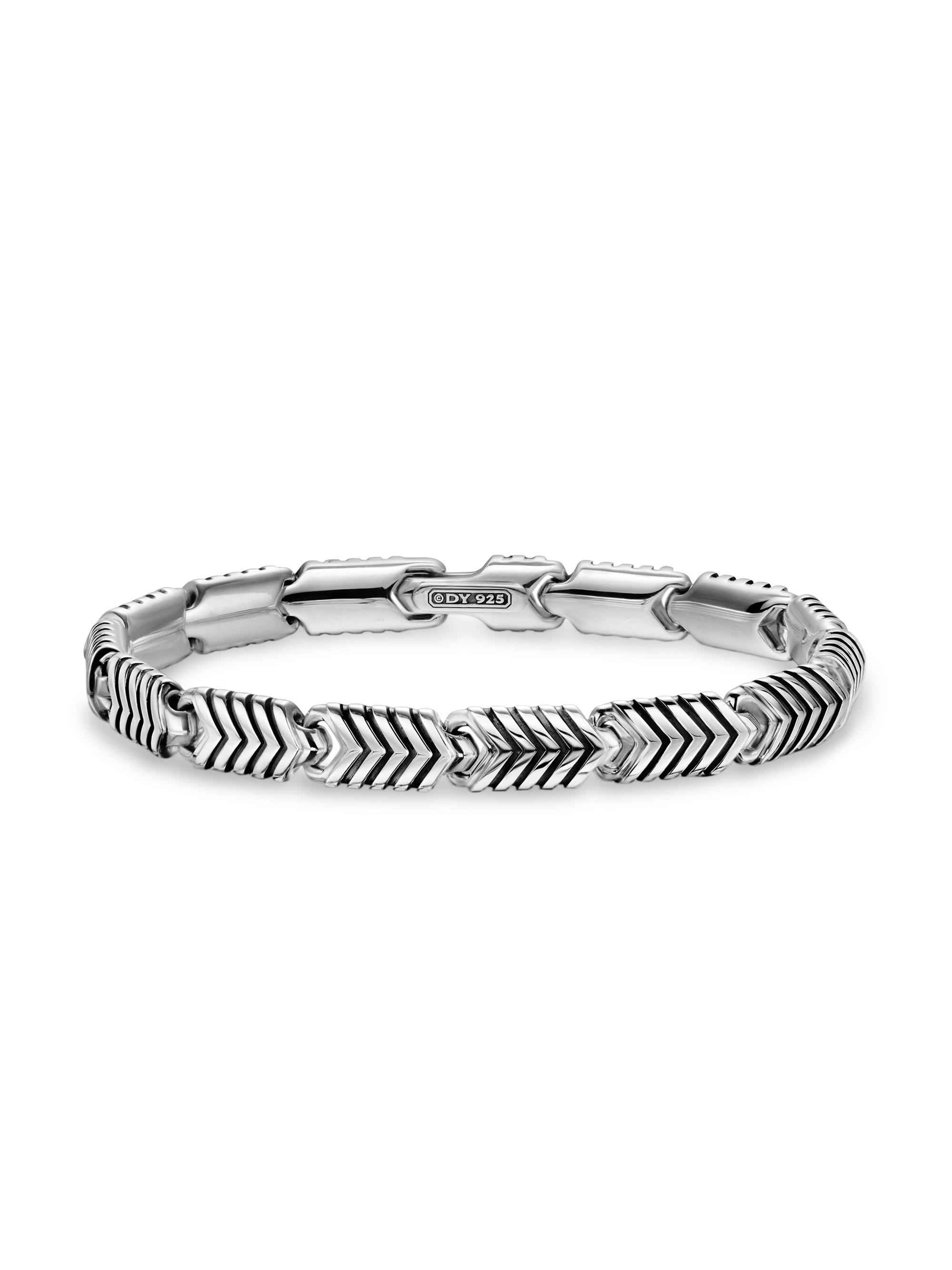 David Yurman Men's Chevron Link Bracelet in Sterling Silver, 7.6MM - Silver