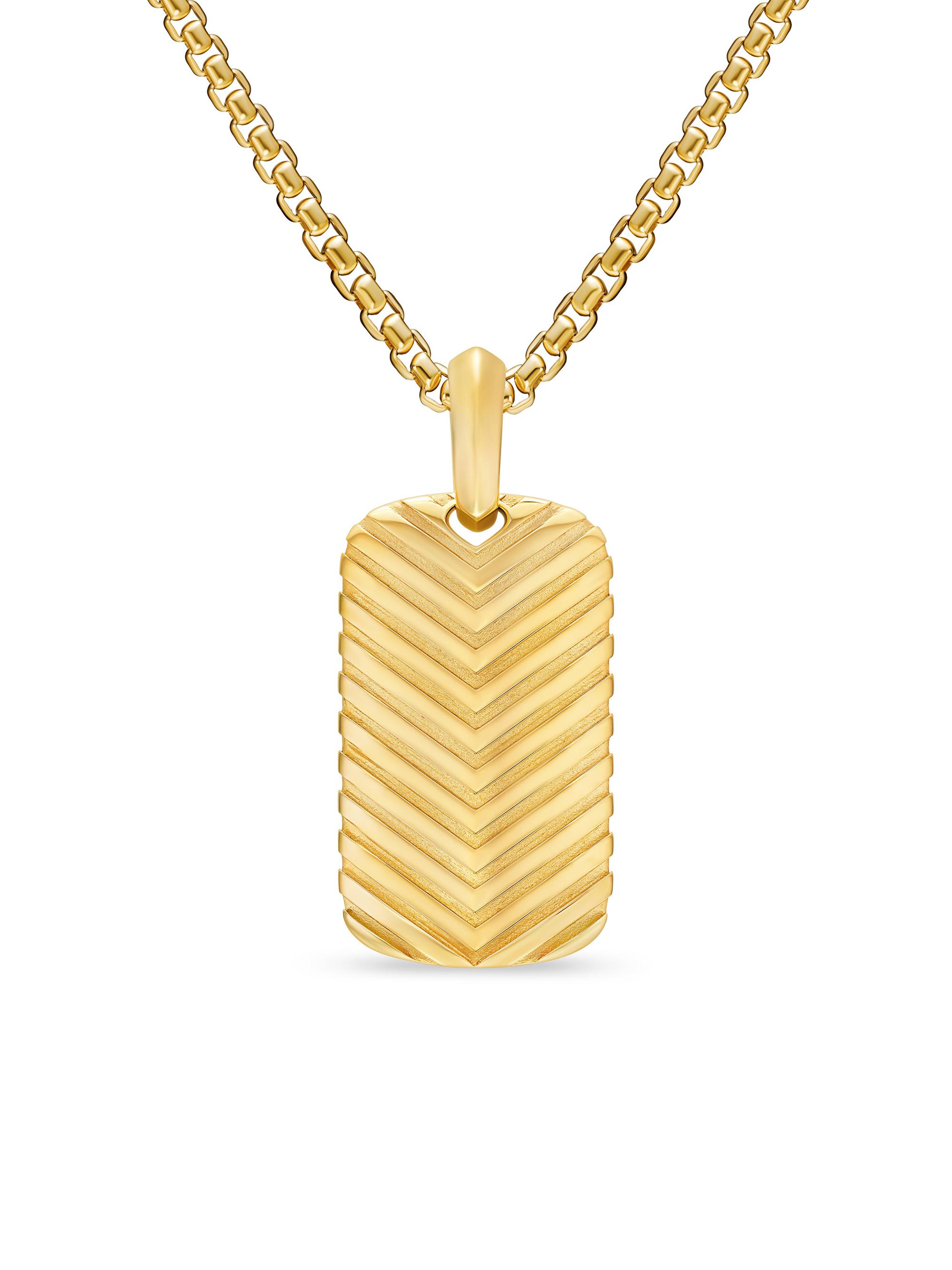 David Yurman Men's Chevron Tag in 18K Yellow Gold, 27MM - Gold