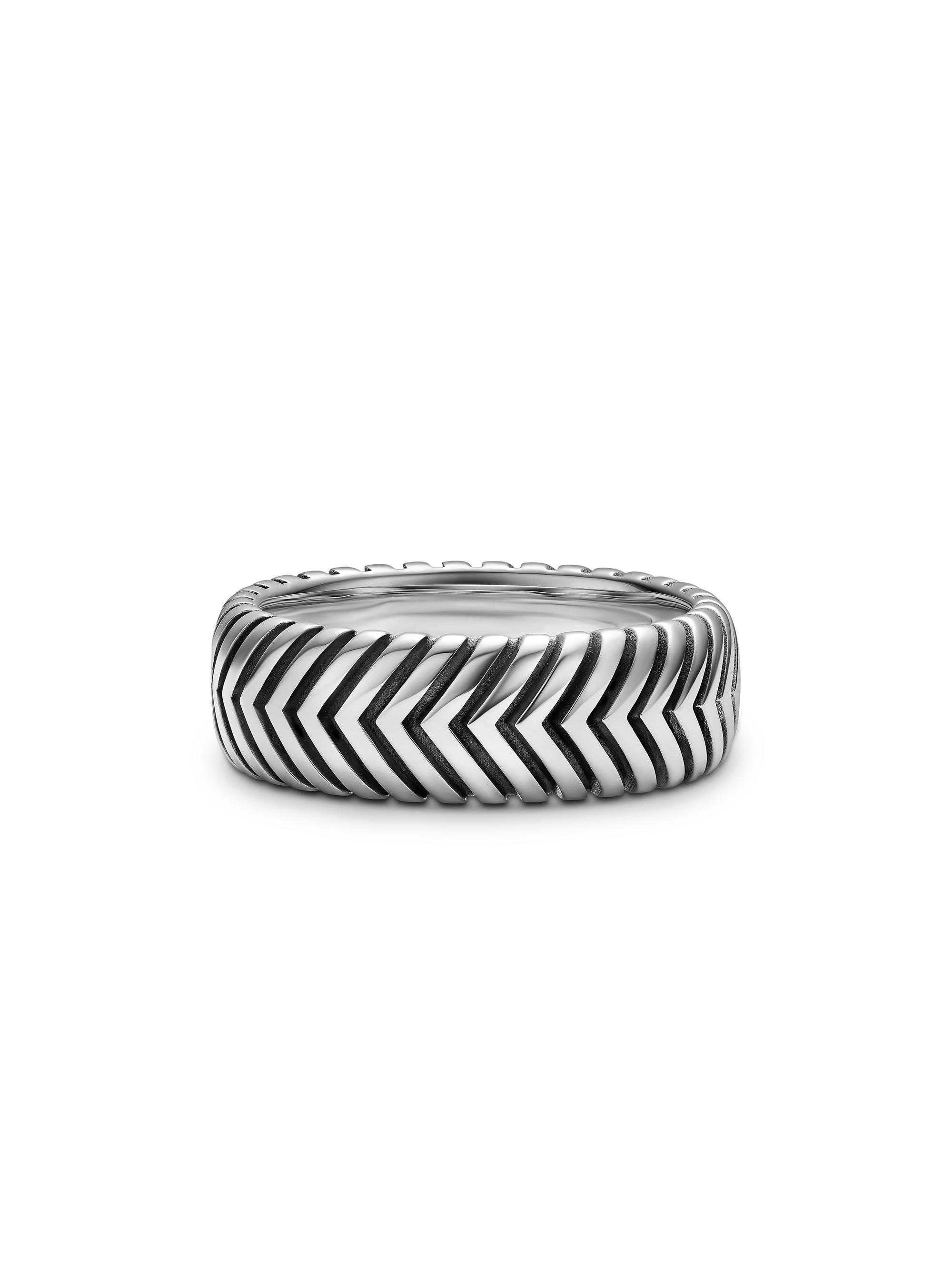 David Yurman Men's Chevron Band Ring in Sterling Silver, 8MM - Silver