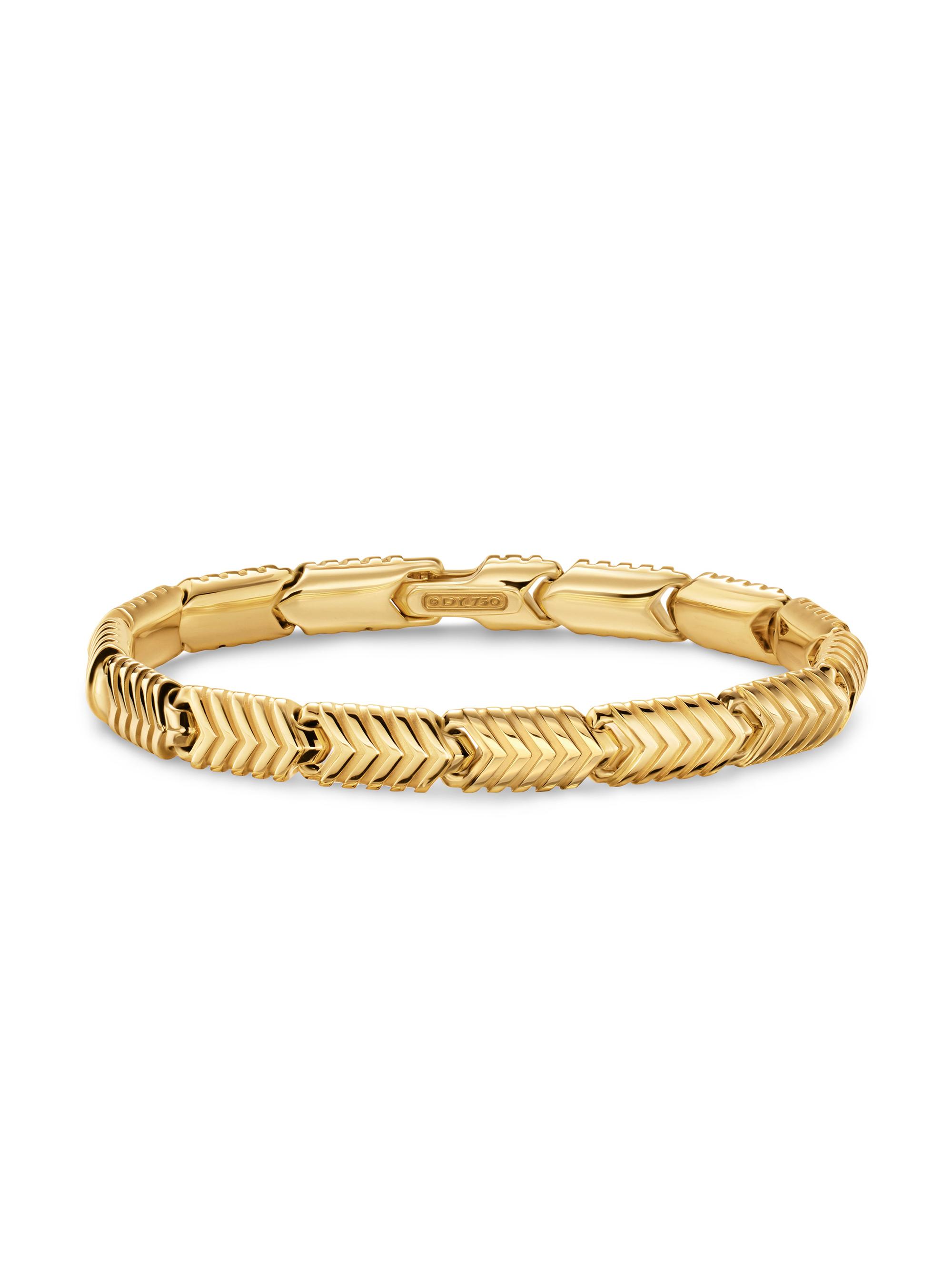 David Yurman Men's Chevron Link Bracelet in 18K Yellow Gold, 7.6MM - Gold