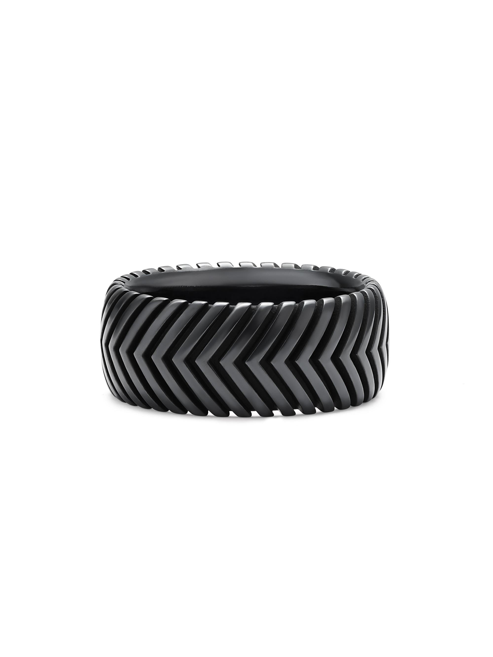 David Yurman Men's Chevron Band Ring in Black Titanium, 10MM - Black