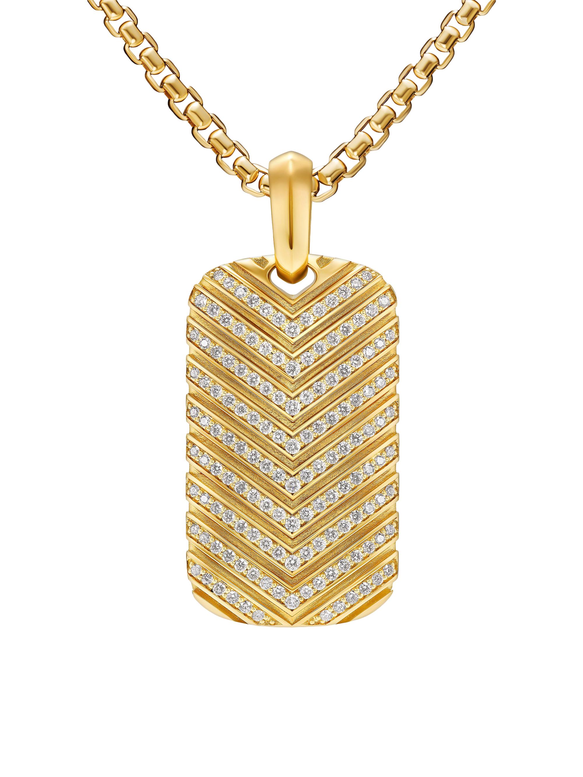 David Yurman Men's Chevron Tag in 18K Yellow Gold - Gold