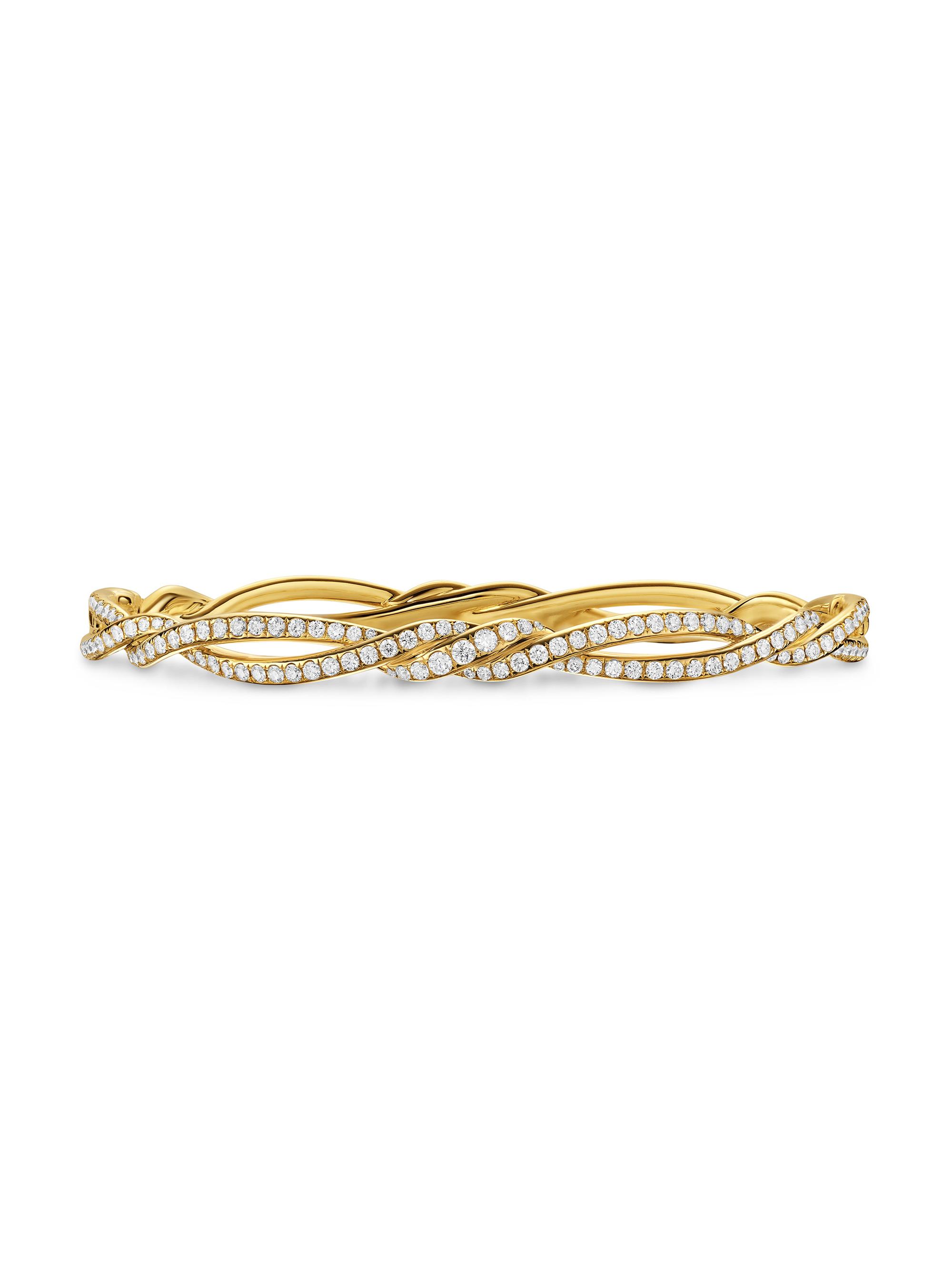 David Yurman Women's Wisteria Bangle Bracelet in 18K Yellow Gold - Diamond