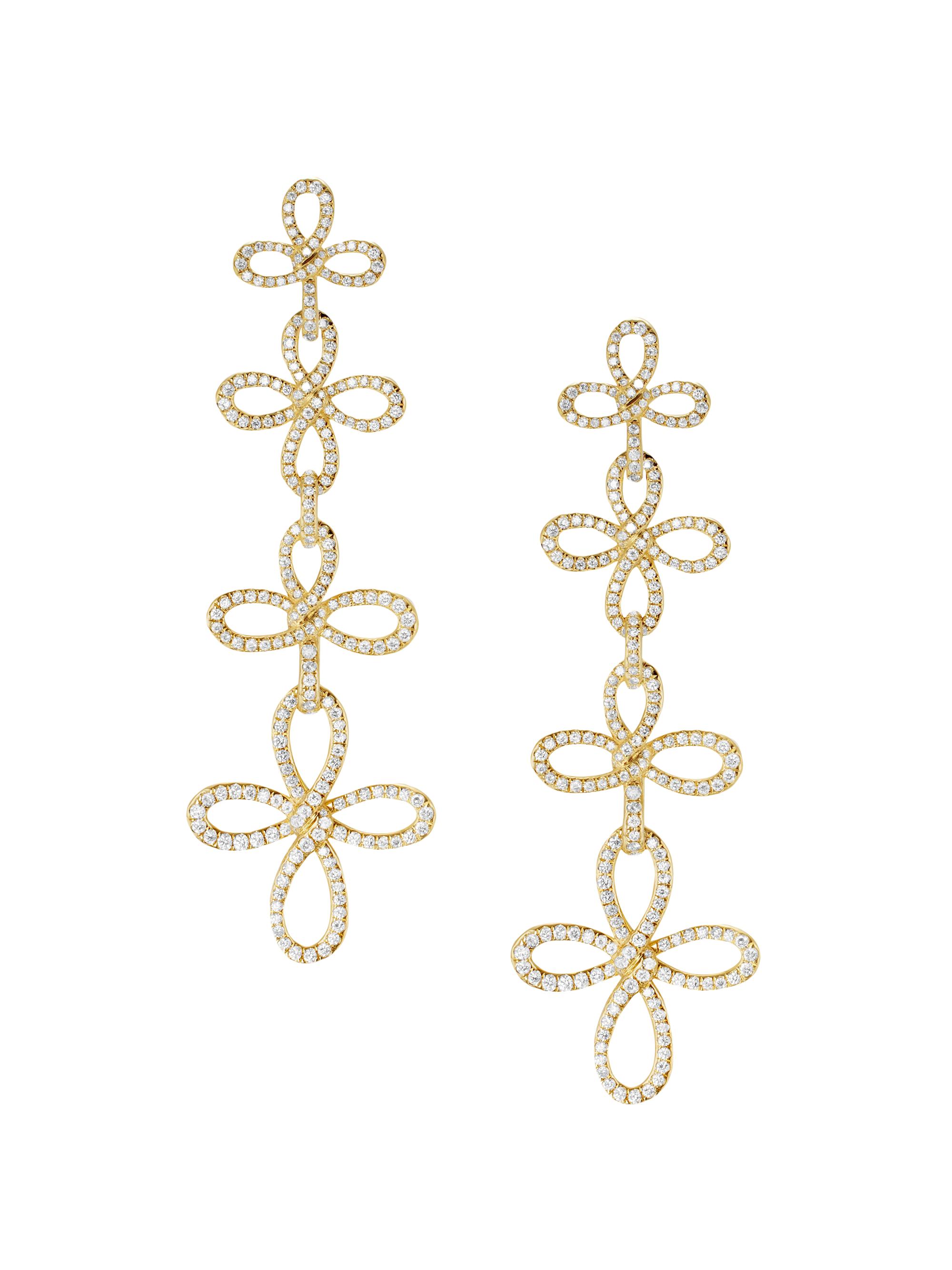 David Yurman Women's Wisteria Statement Drop Earrings in 18K Yellow Gold with Diamonds, 88.7MM - Diamond