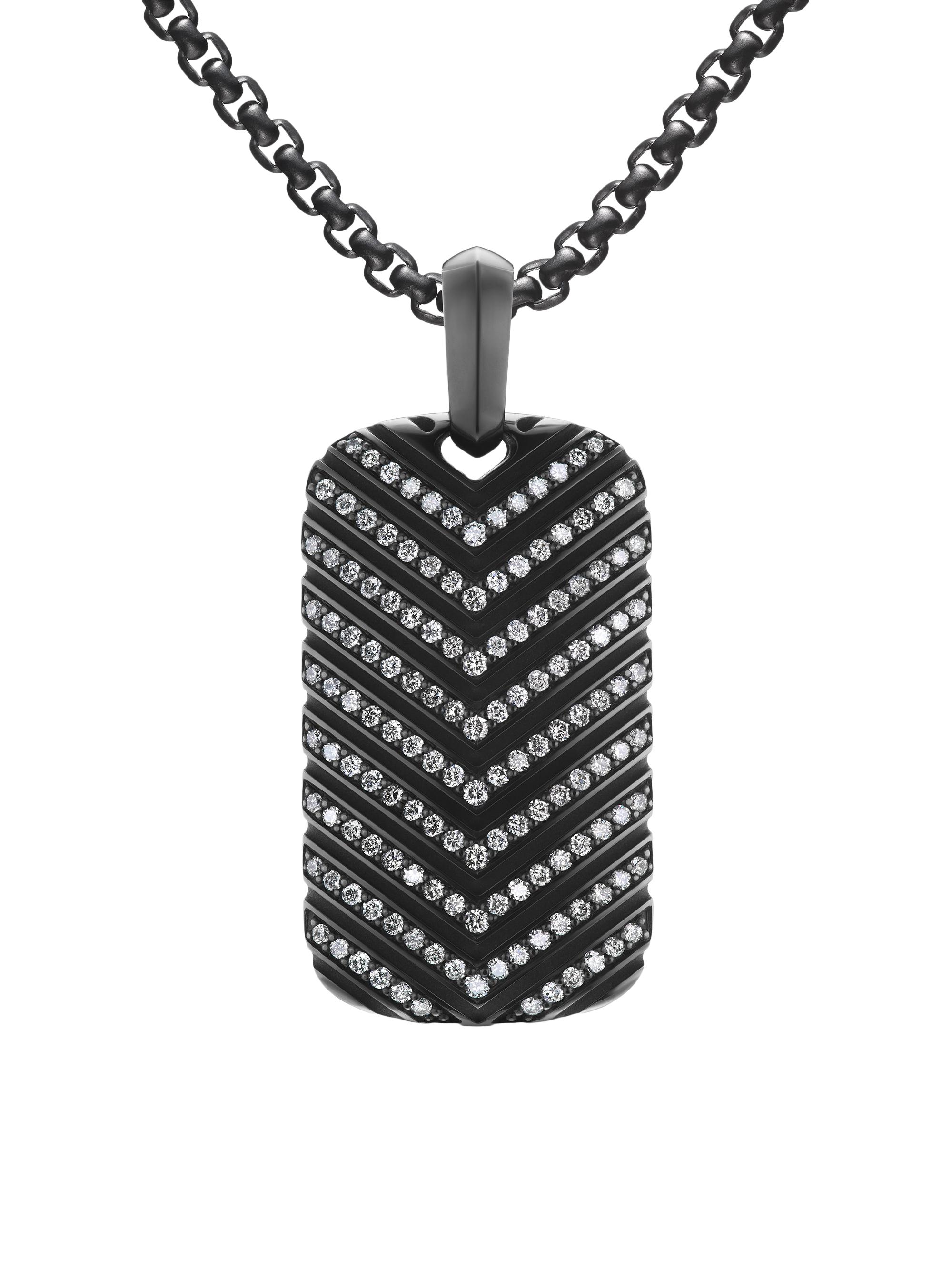 David Yurman Men's Chevron Tag in Black Titanium - Diamond Black