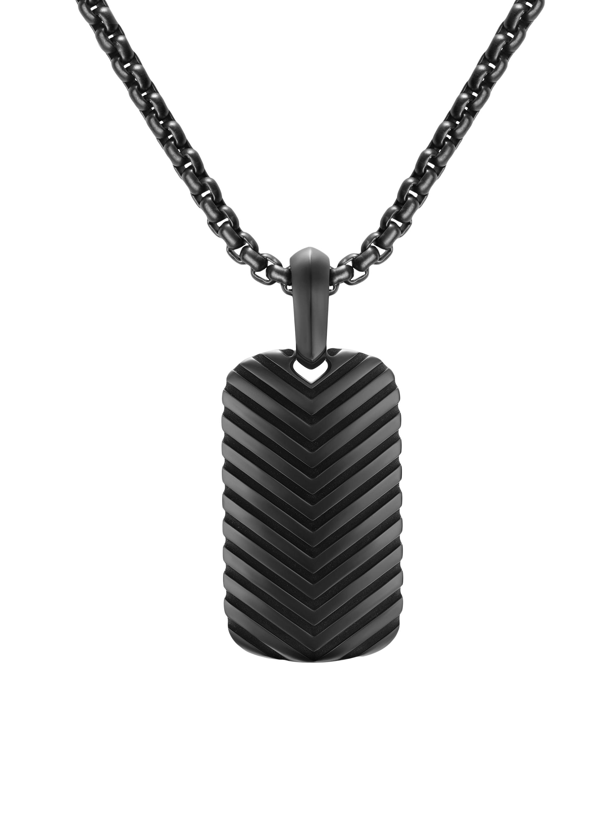 David Yurman Men's Chevron Tag in Black Titanium, 27MM - Black