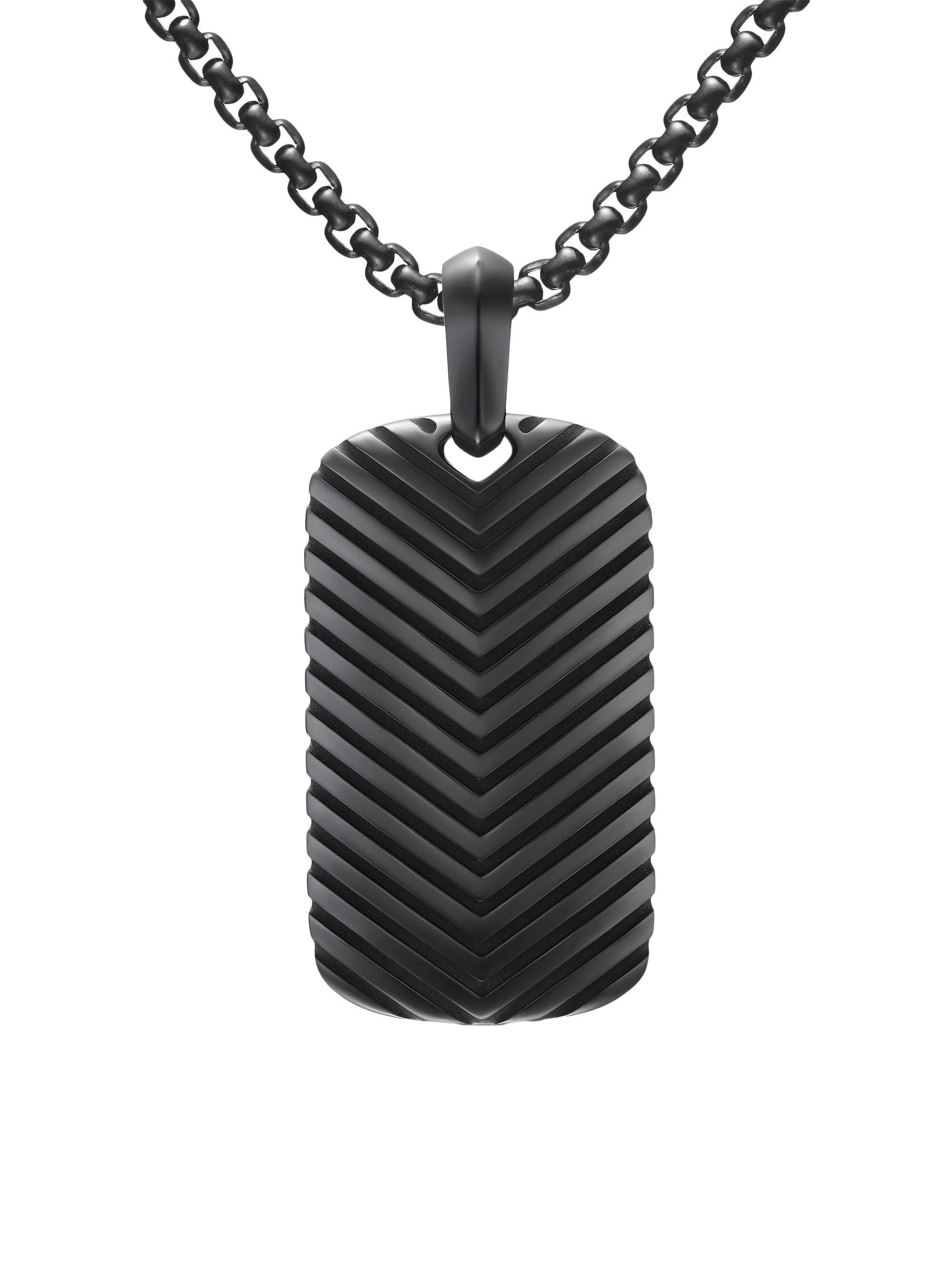 David Yurman Men's Chevron Tag in Black Titanium, 34MM - Black