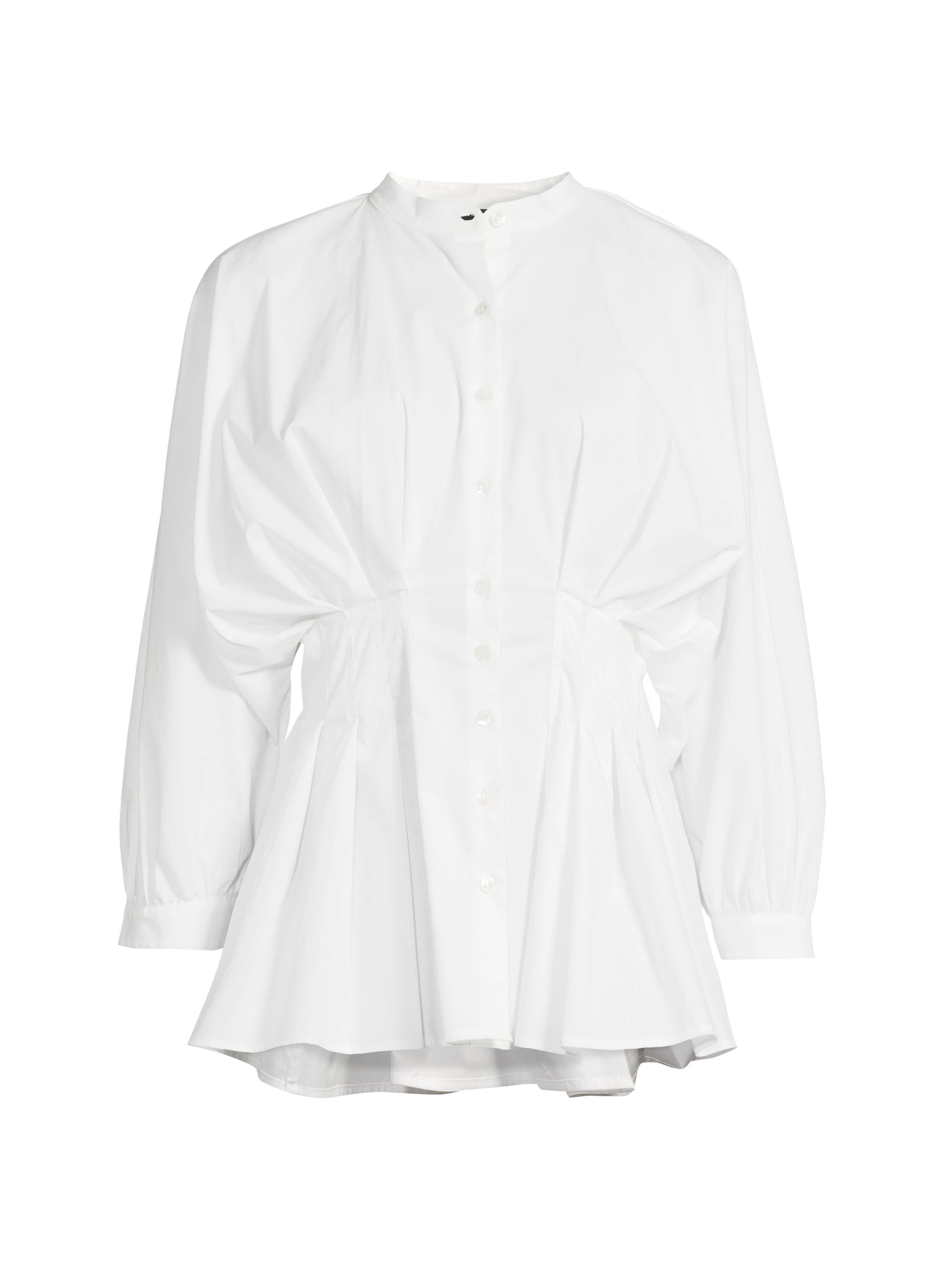 Natori Women's Pleated Cotton Poplin Shirt - White