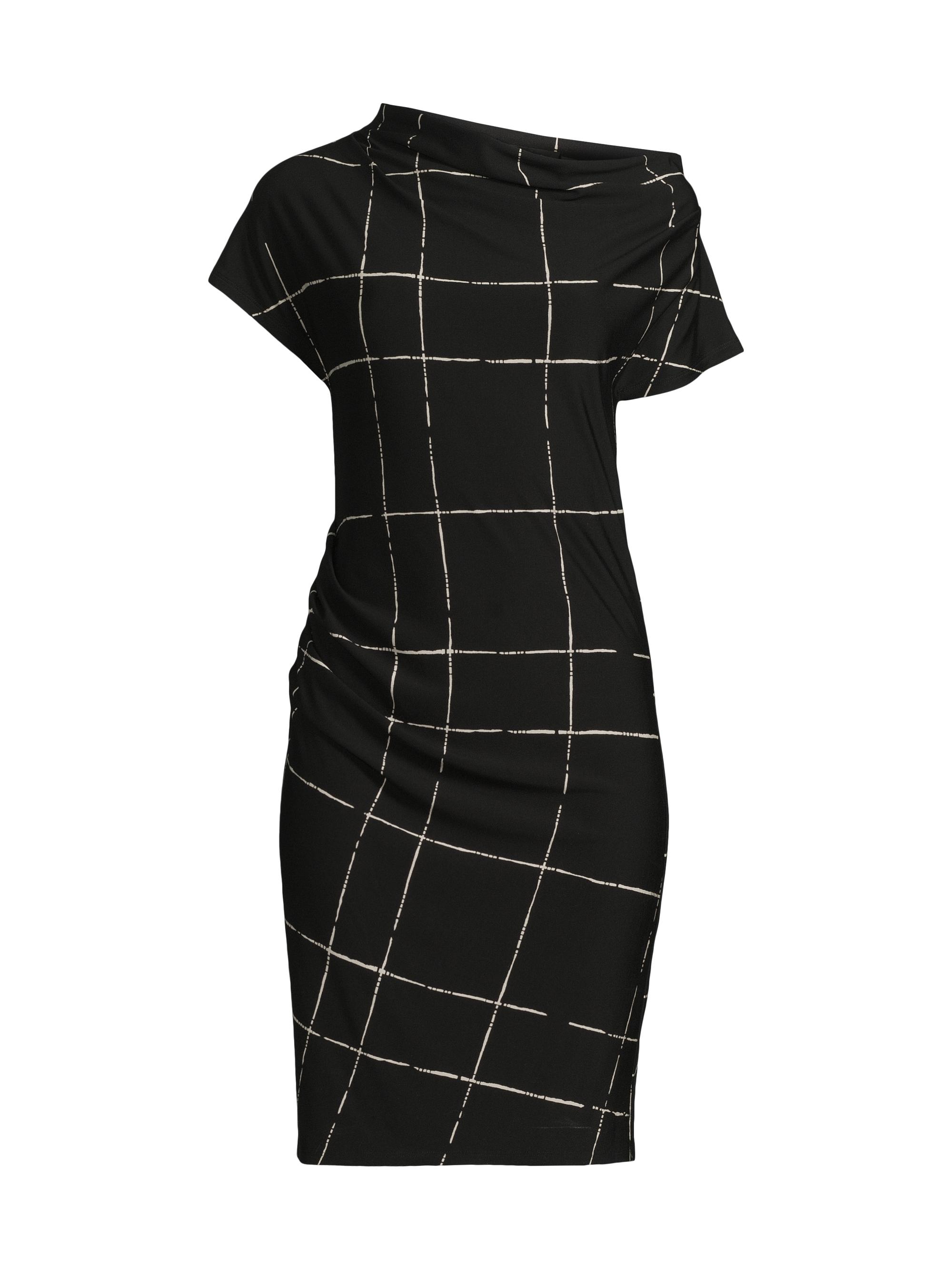 Natori Women's Asymmetric Drape Dress - Black