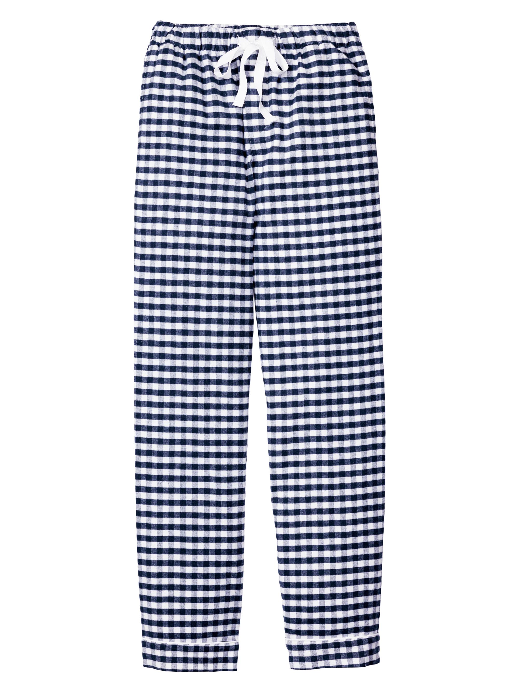 Petite Plume Men's Gingham Cotton Drawstring Pajama Pants - Navy