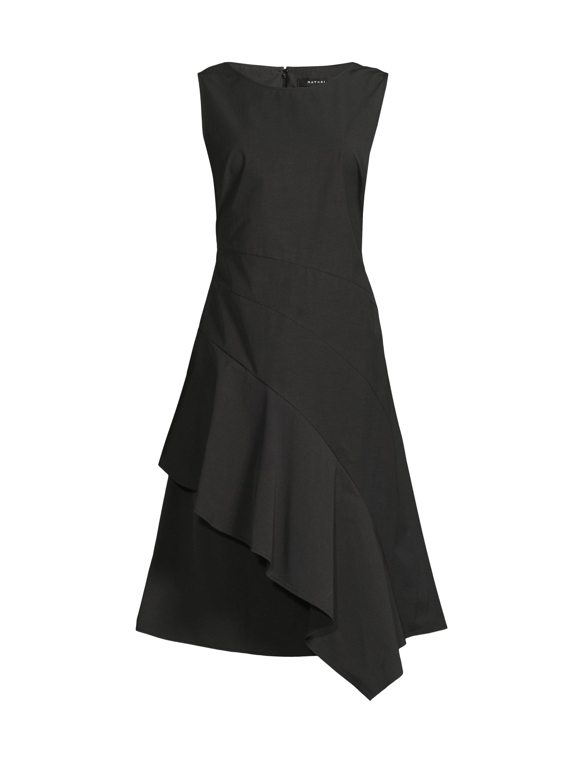 Natori Women's Asymmetric Origami Taffeta Dress - Black