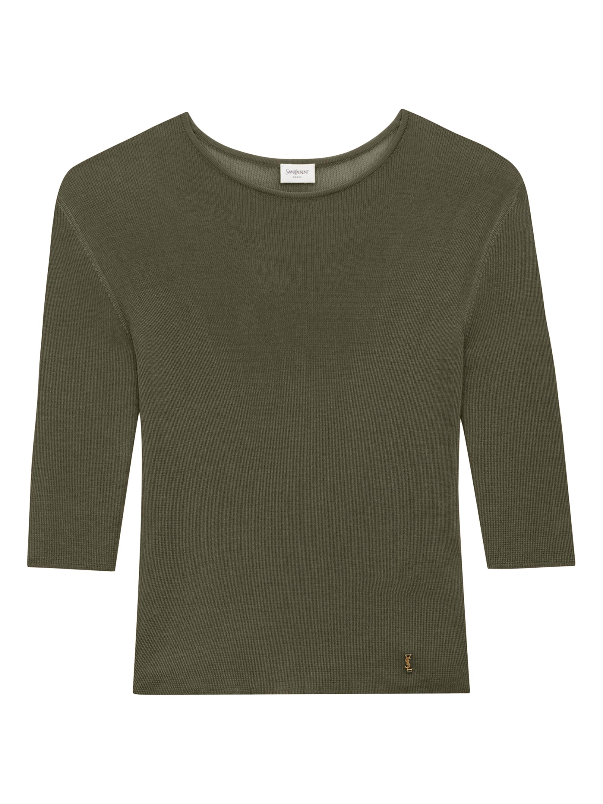 Saint Laurent Women's Cassandre Top in Knit - Kaki