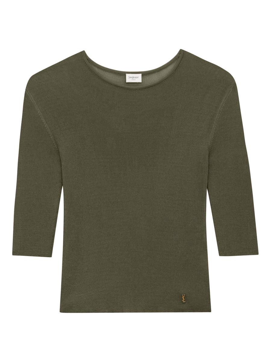 Saint Laurent Women's Cassandre Top In Knit In Brown