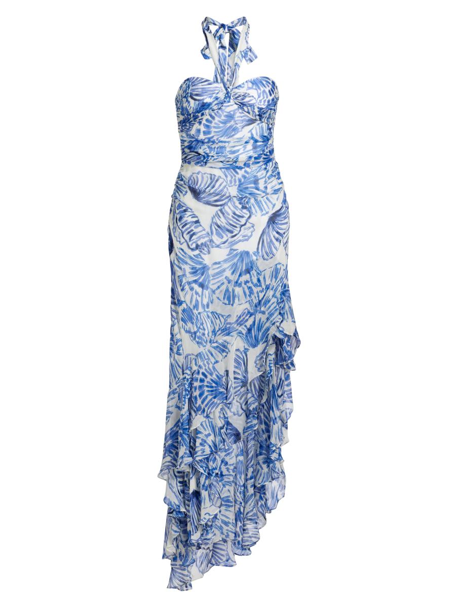reformation white halter dress Reformation Jeany Silk Fior Di Latte Halter Satin Maxi Dress – The Closet  New York main image 1
