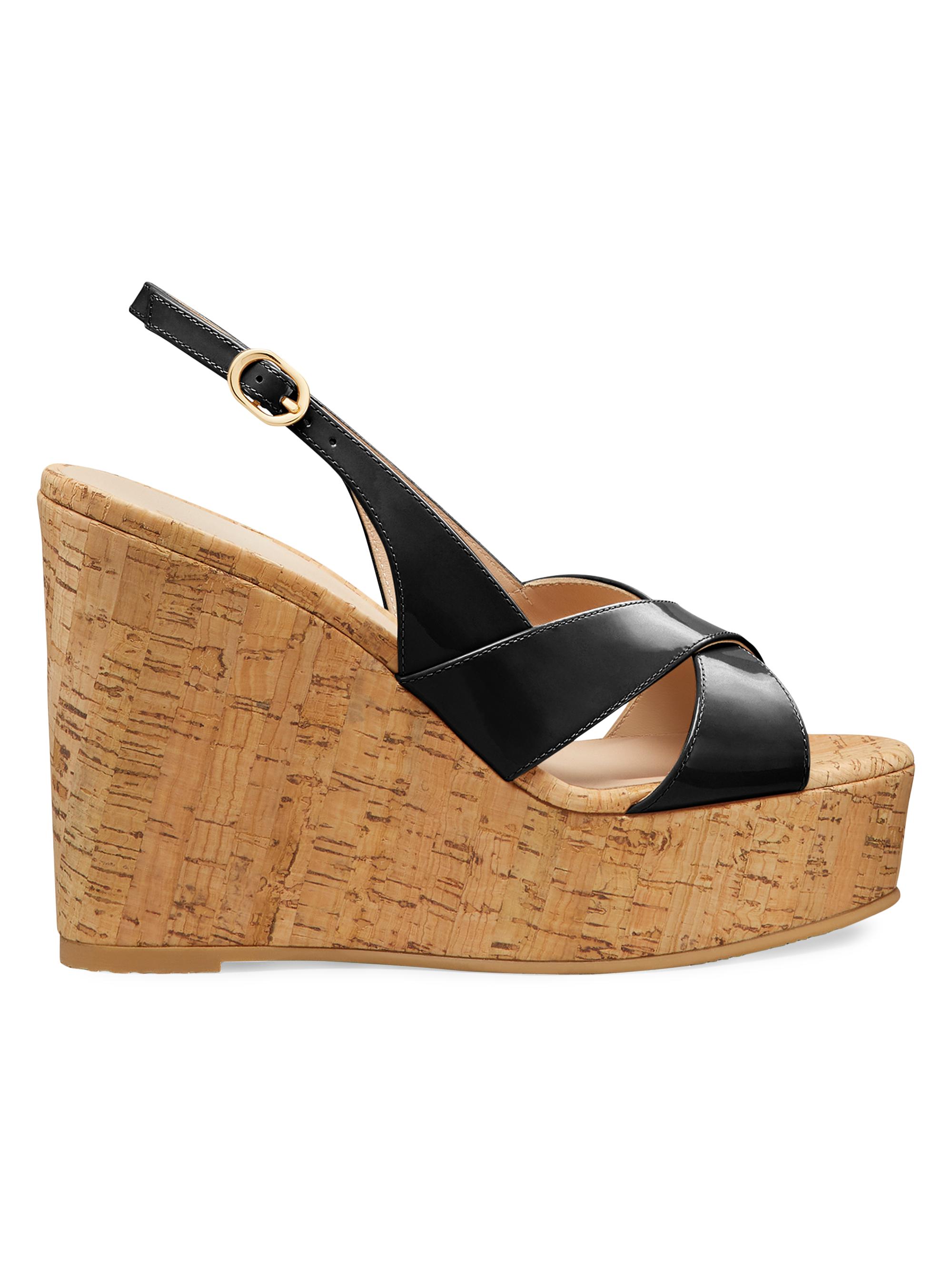 Stuart Weitzman Women's Dayna 100MM Slingback Leather Sandals - Black