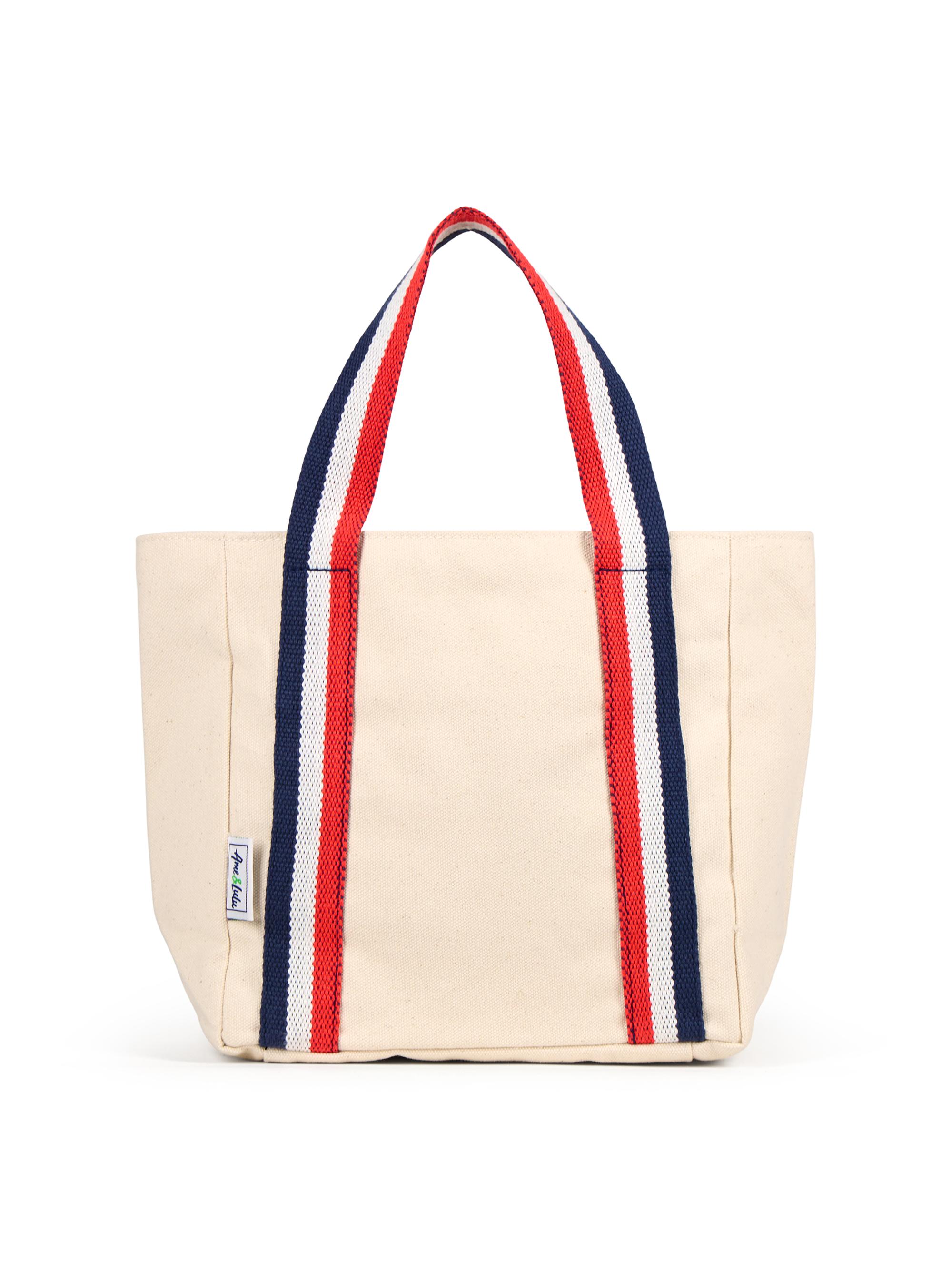 Ame & Lulu Women's Mini Hamptons Beach Tote - Natural Red White Blue
