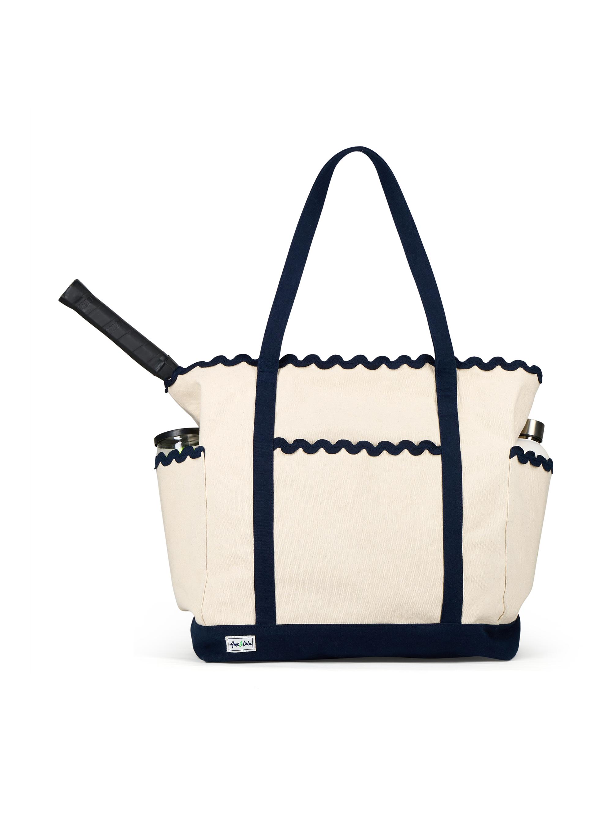 Ame & Lulu Women's Scalloped Tennis Tote - Natural Navy